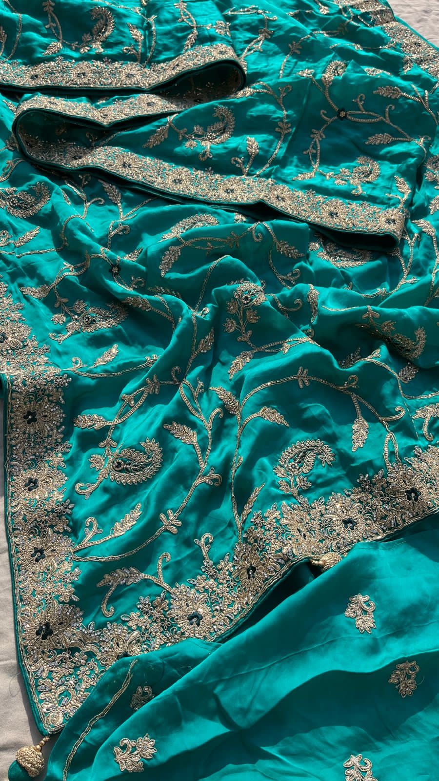 Bridal inspired Gajji Silk Saree Embroidered Sarees - Saffronfashionindia