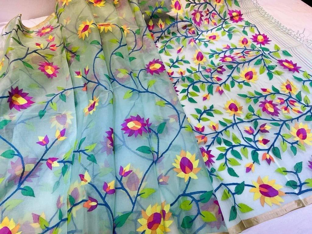 Nalima Tantuj jamdani handwoven sarees women saree - Saffronfashionindia