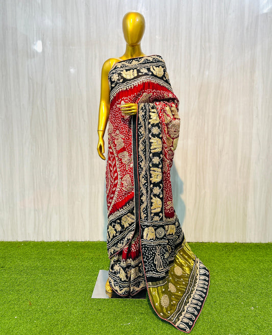 Handmade gajji silk designer saree traditional saree Indian heritage sari blouse for women SaffronFashion