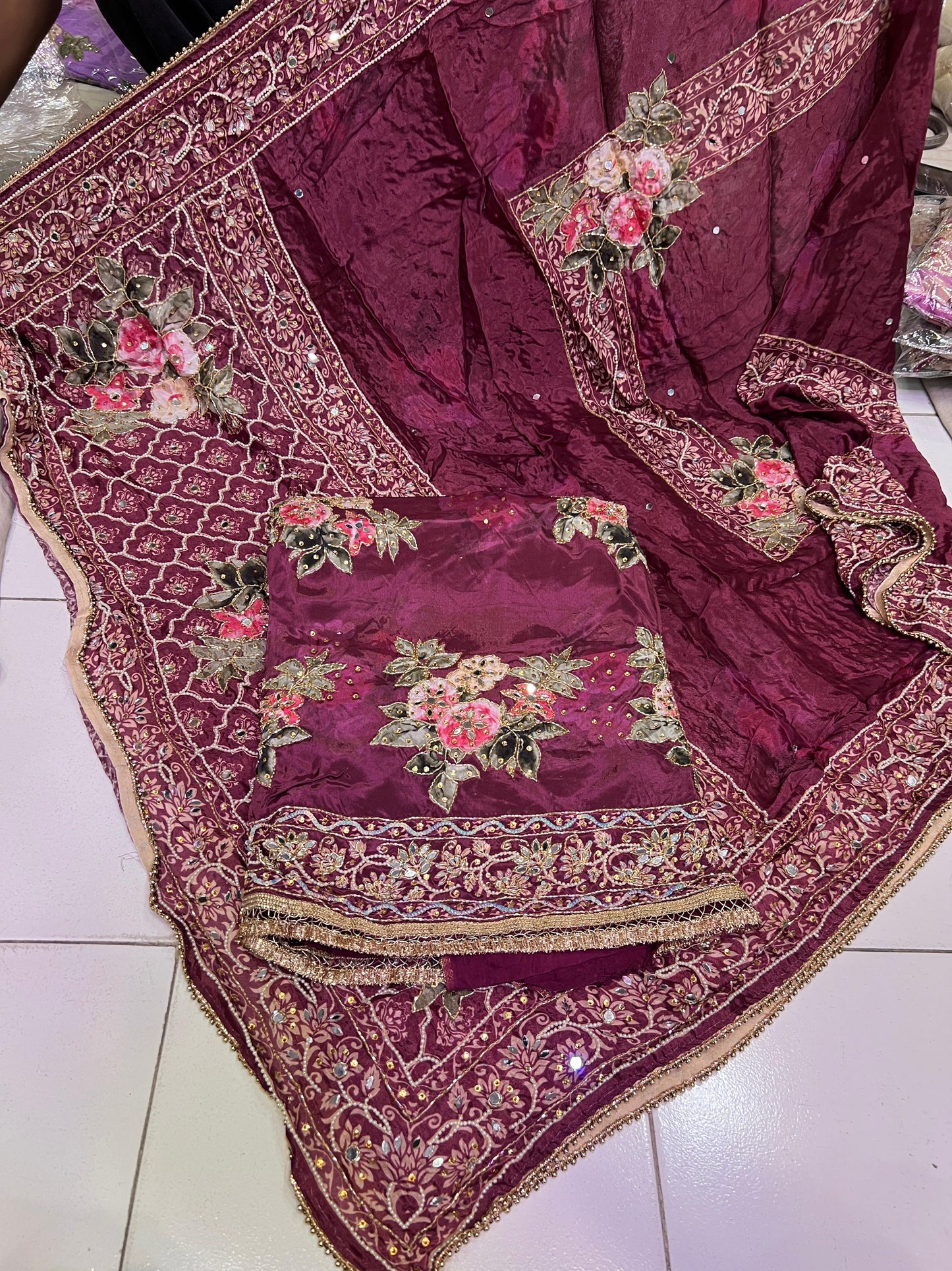 Riwaza crepe unstitched suit Punjabi Salwar suit - Saffronfashionindia
