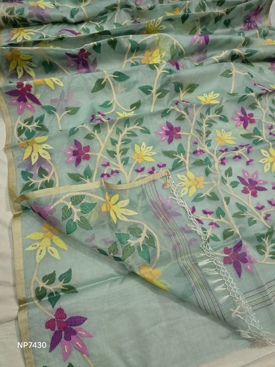 Reshmka Jamdani Saree Muslin Tantuj Saree - Saffronfashionindia