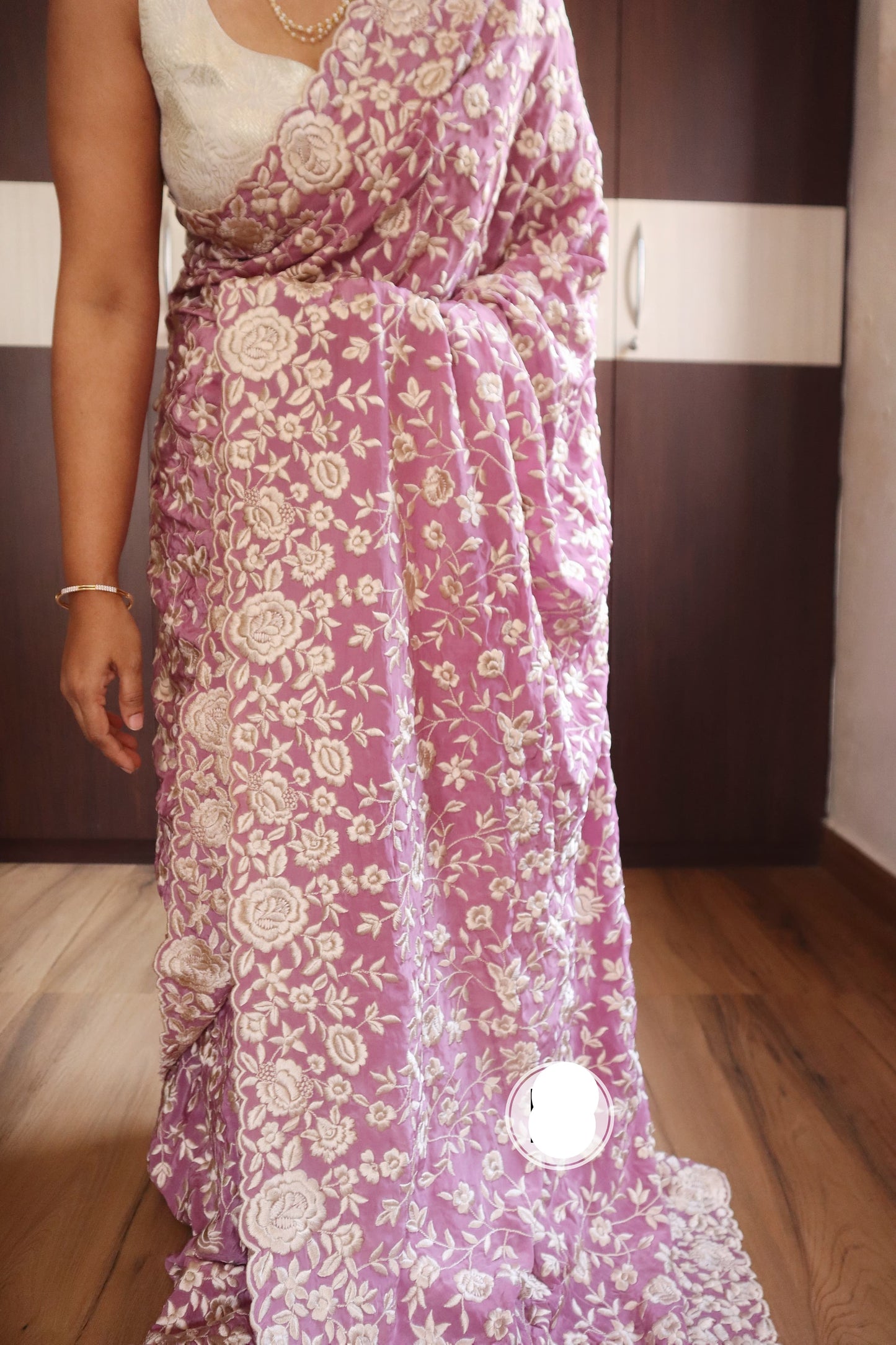 Luvisha Parsi inspired saree crepe beautiful sarees - Saffronfashionindia