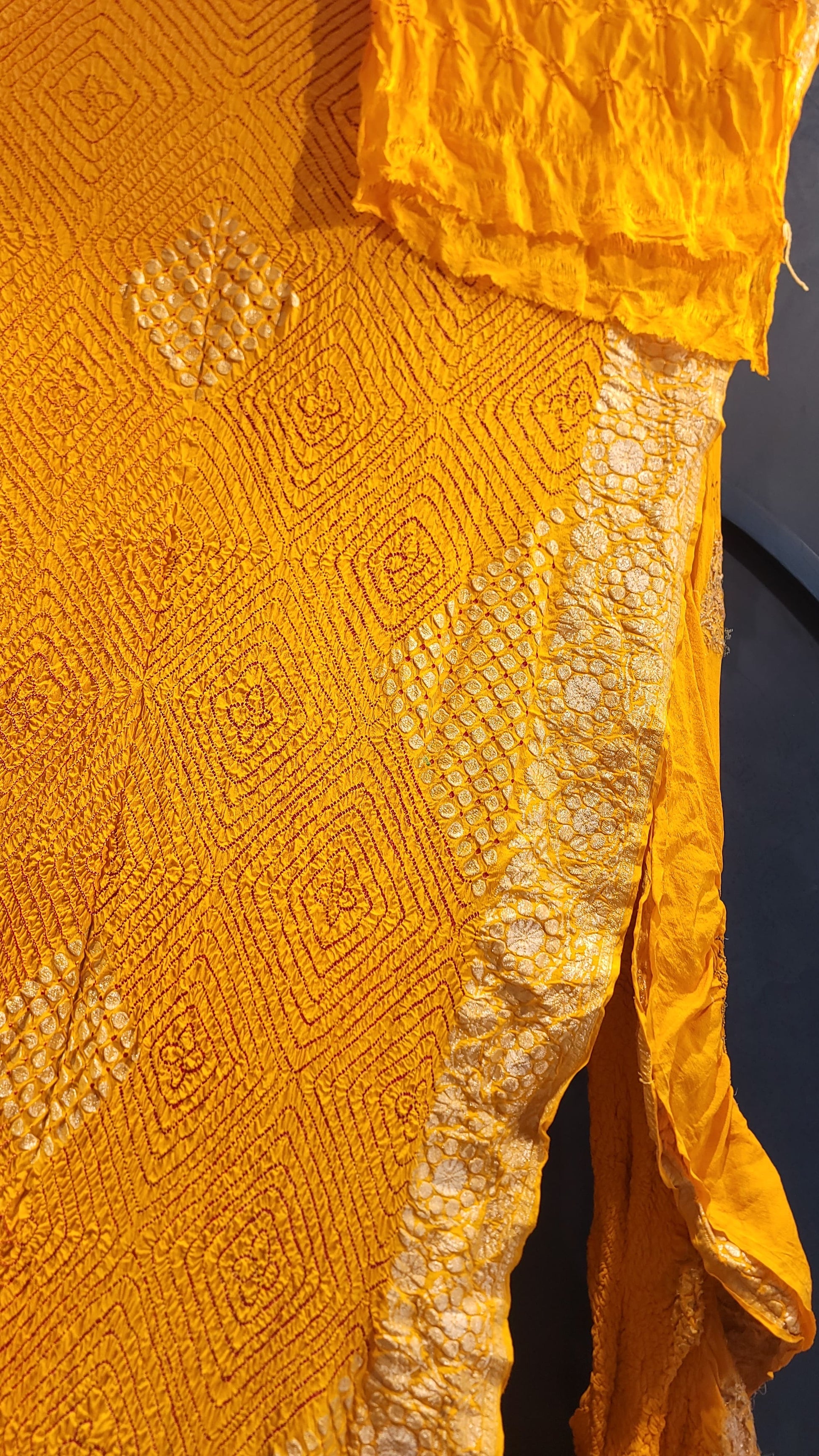 Yellow banarsi zari bandhej saree/saree for women - Saffronfashionindia