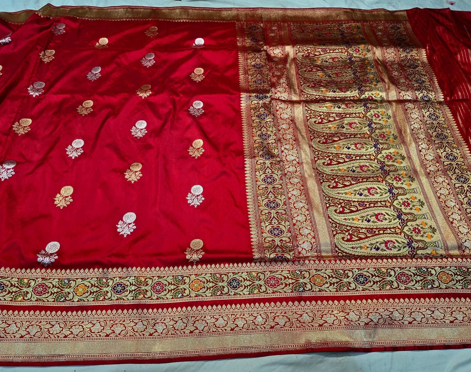Red bridal saree Katan kadwa sarees Indian sari blouse SaffronFashion
