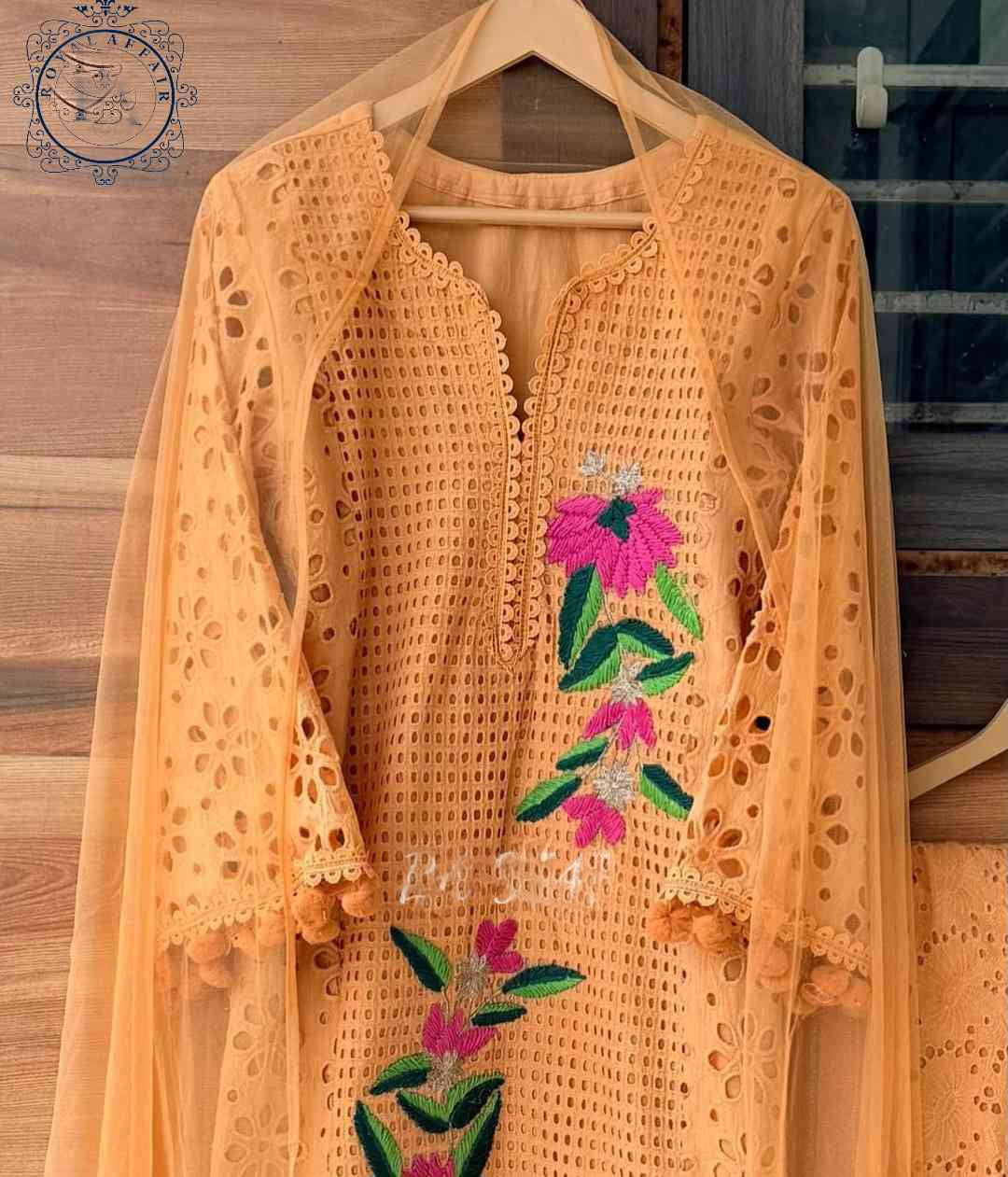 Chikankari stitched shirt set designer dress Saffronfashionindia