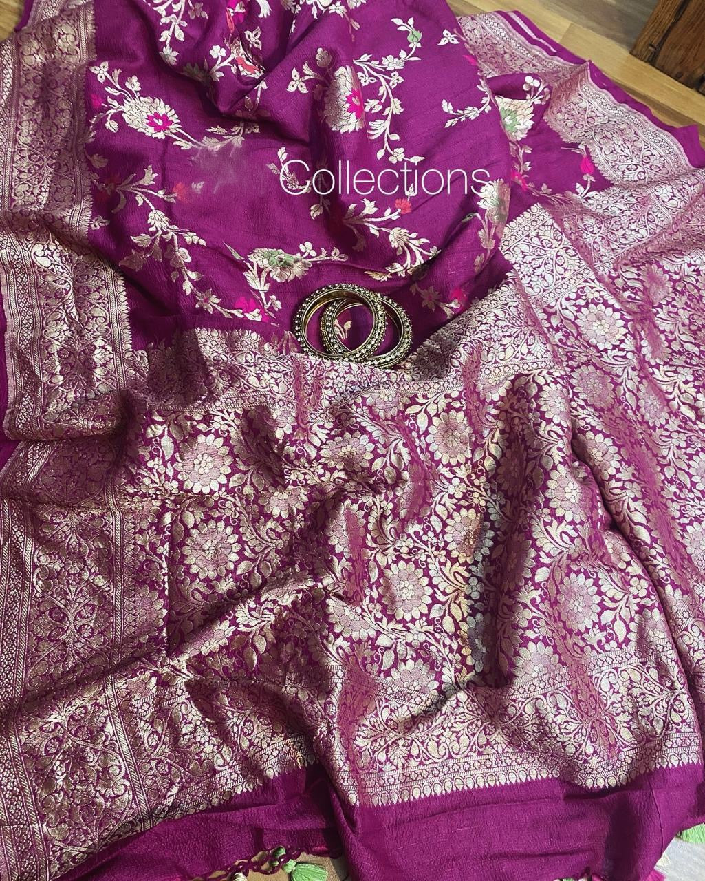 Kaminisha tussar Gorgette saree handloom sarees Indian saree blouse - Saffronfashionindia