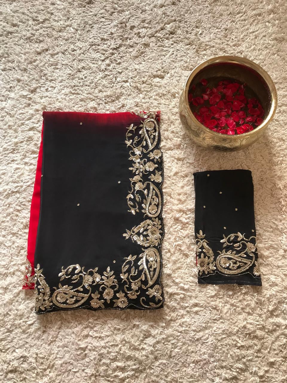 Shaded luxury crepe silk saree Partywear saree blouse SaffronFashion