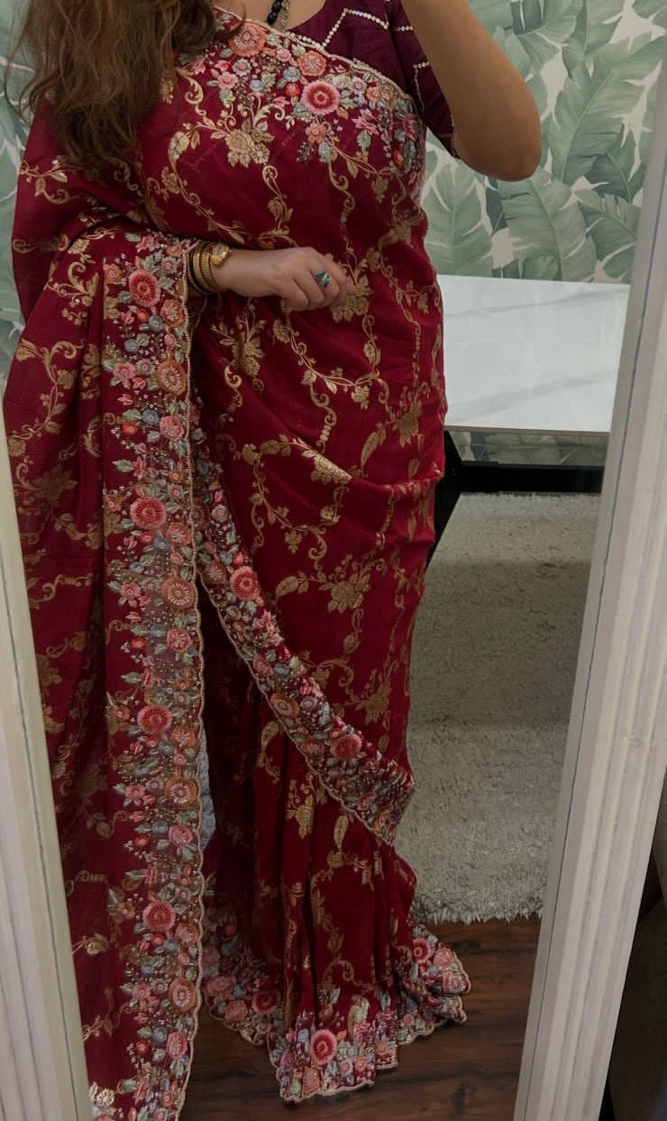Bridal inspired wedding saree SaffronFashionindia