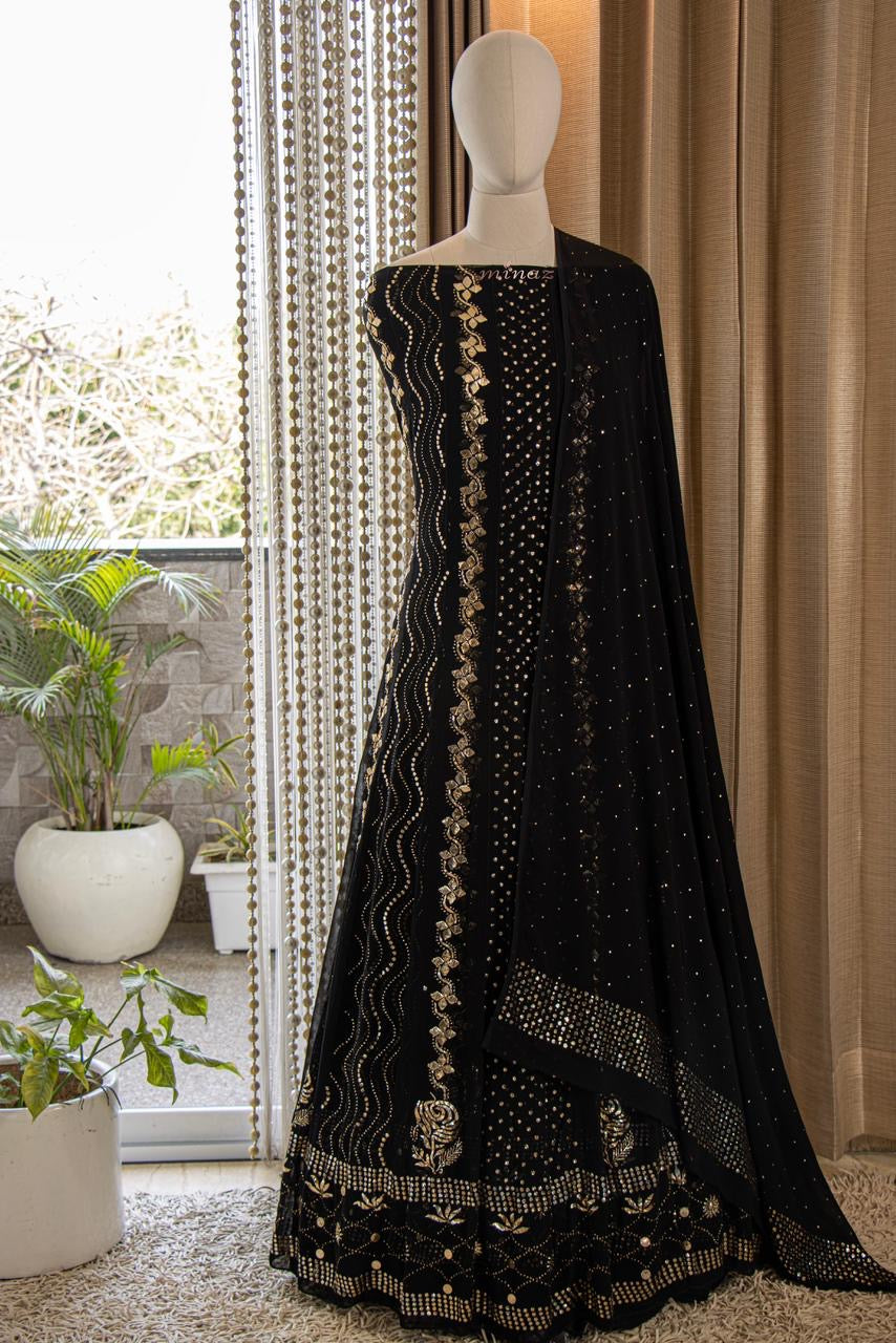 Black Anarkali Dress Indian Dress - Saffronfashionindia