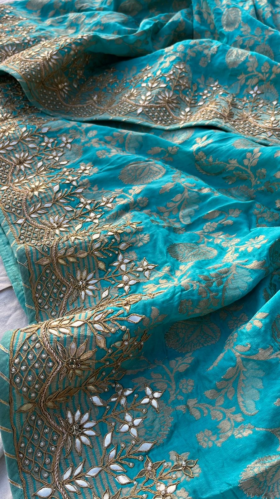 Banarsi Khaddi Gorgette Saree Indian Traditional Sarees - Saffronfashionindia