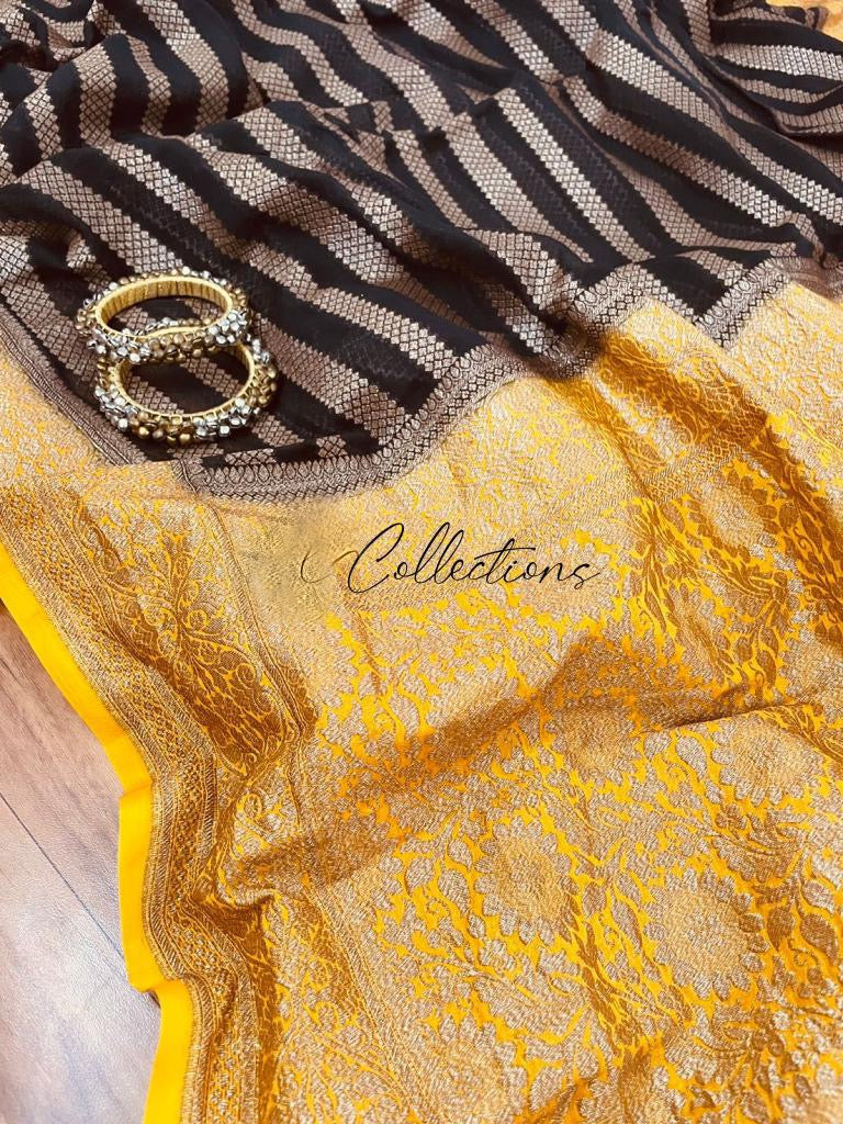 Lavish handwoven Khaddi Gorgette saree Indian saree - Saffronfashionindia