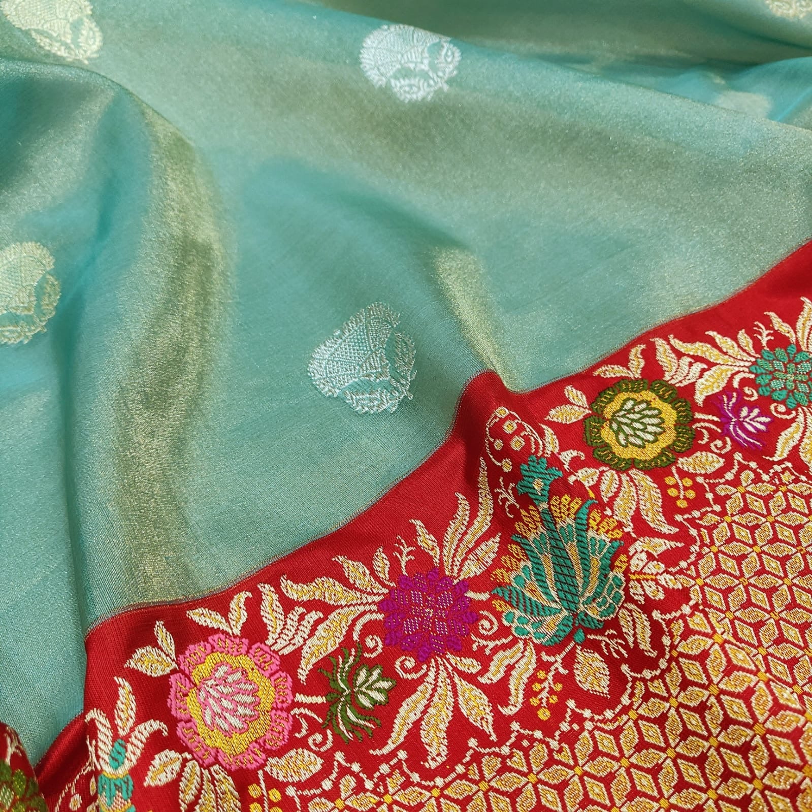 Vahiza tissue saree handwoven sarees Indian sari blouse - Saffronfashionindia