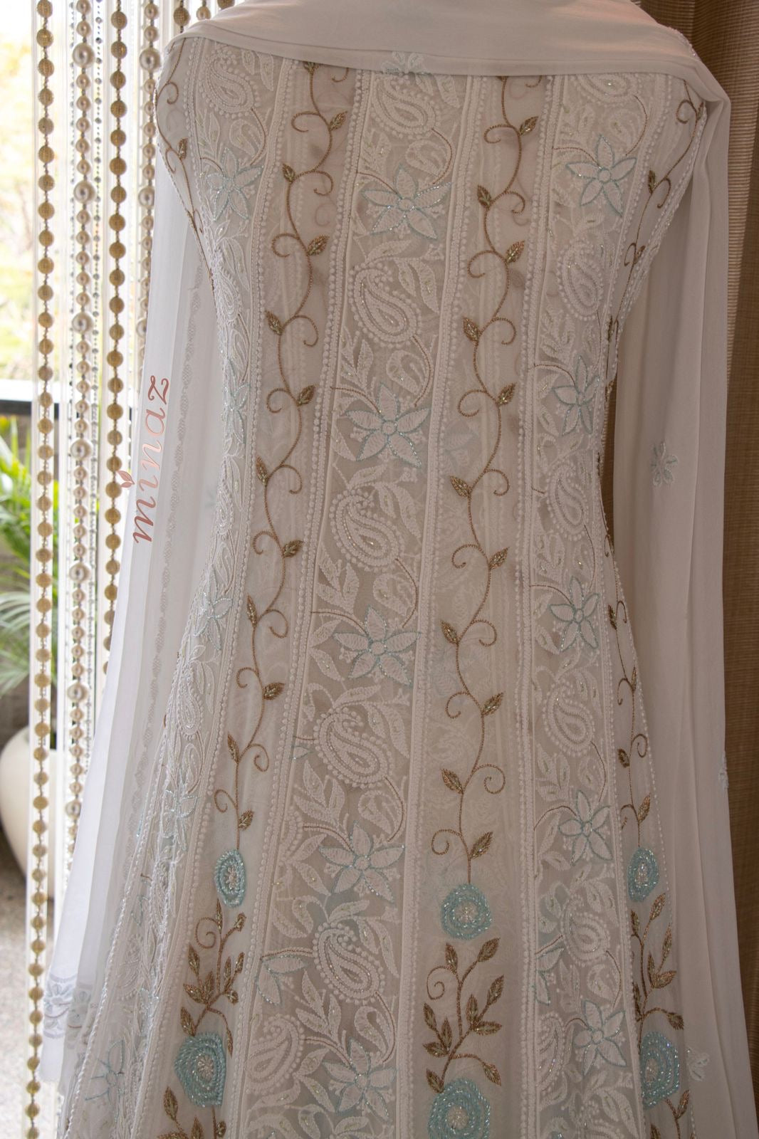 Lucknowie Gorgette dress pakistani dress Chikankari dress - Saffronfashionindia