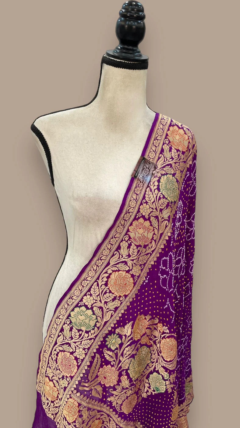 Bandhej dupatta Handlooms dupatta - Saffronfashionindia