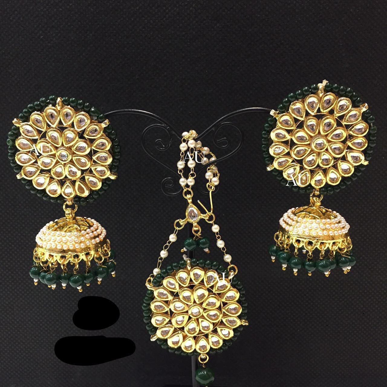 Handmade tikka set Kundan tikka Indian jewellery SaffronFashion