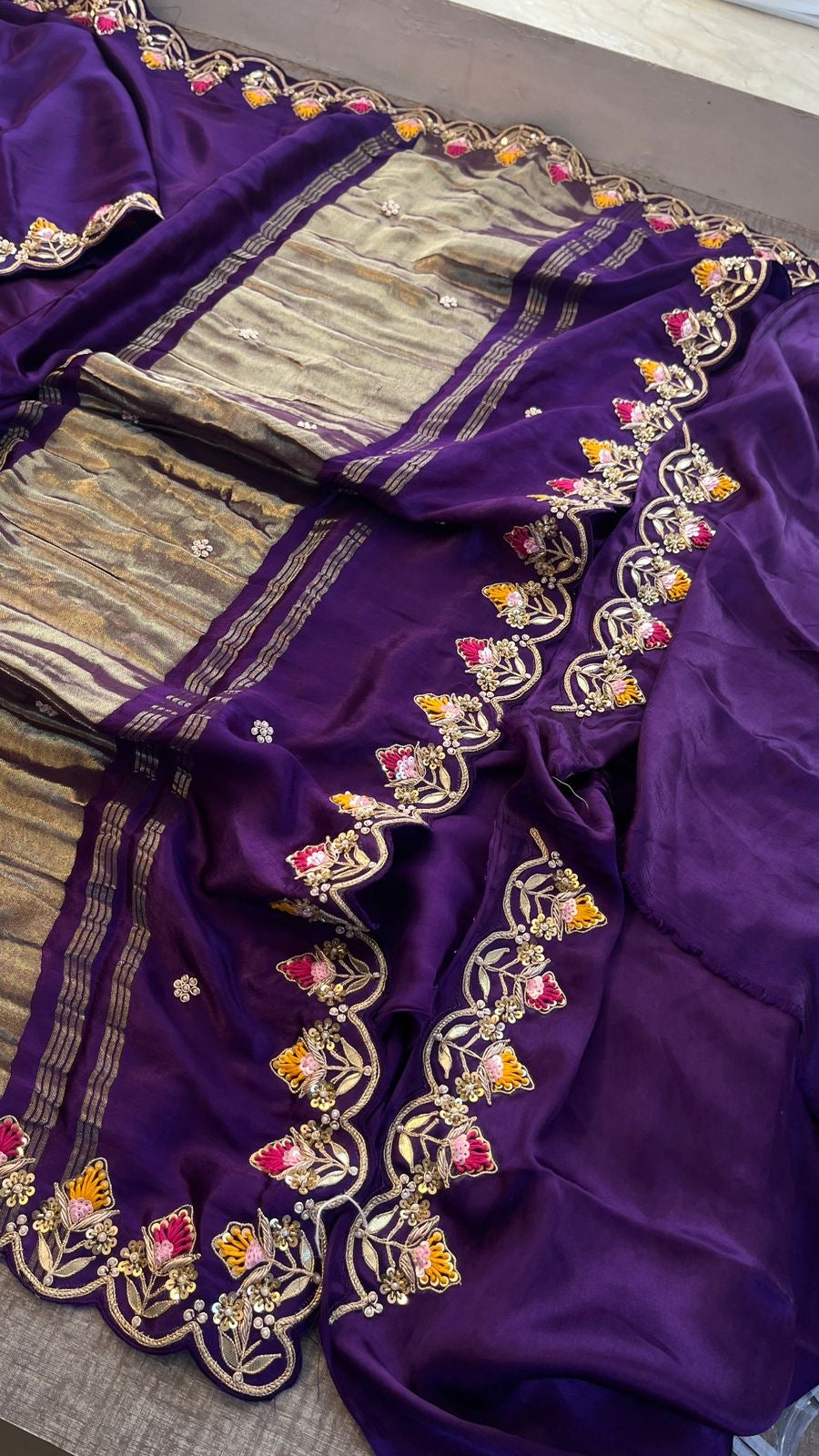 Purple Gajji Silk Saree Luxury Silk Saree blouse - Saffronfashionindia
