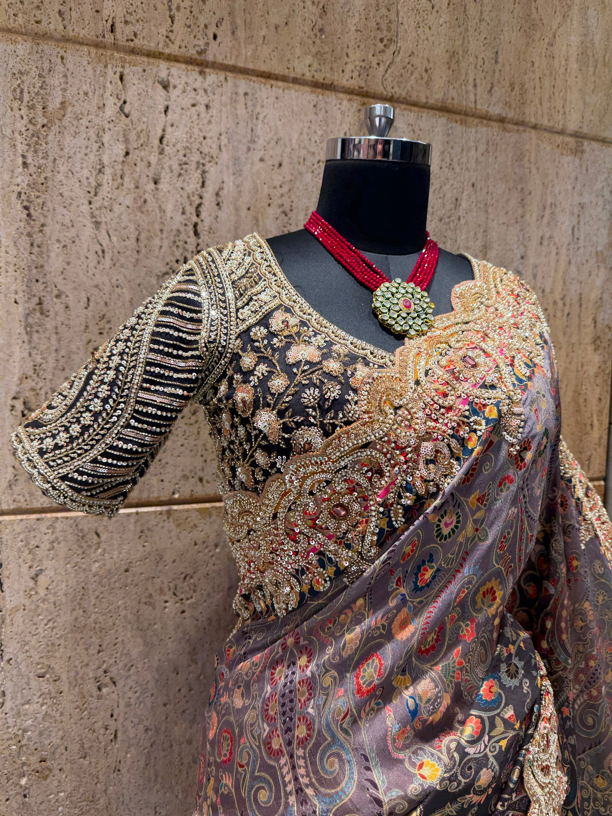 Designer pure saree embroidery sari blouse wedding sarees Saffronfashionindia