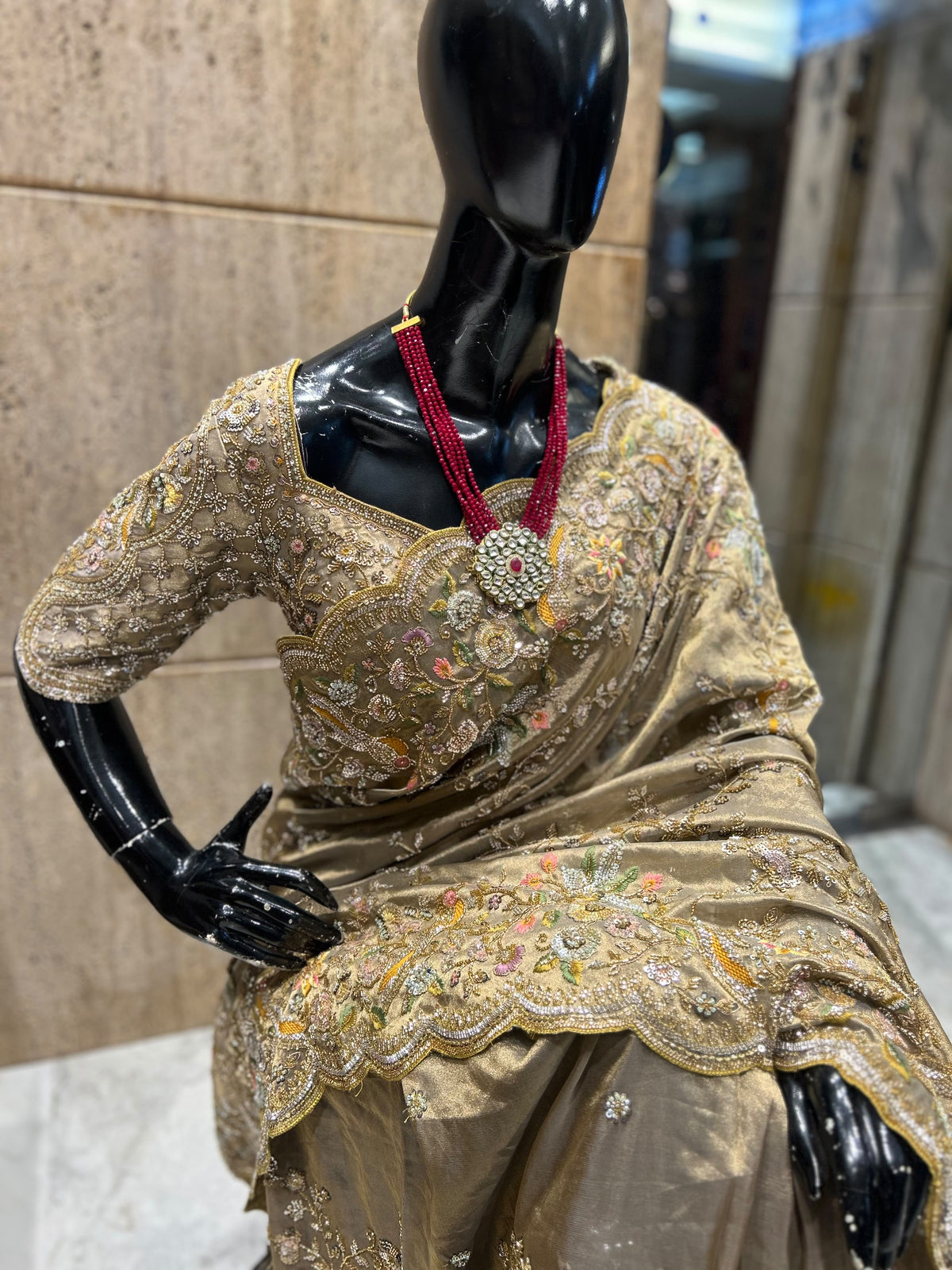 Silk organza saree embroidered saree Indian sari blouse hand embroidered sarees SaffronFashion