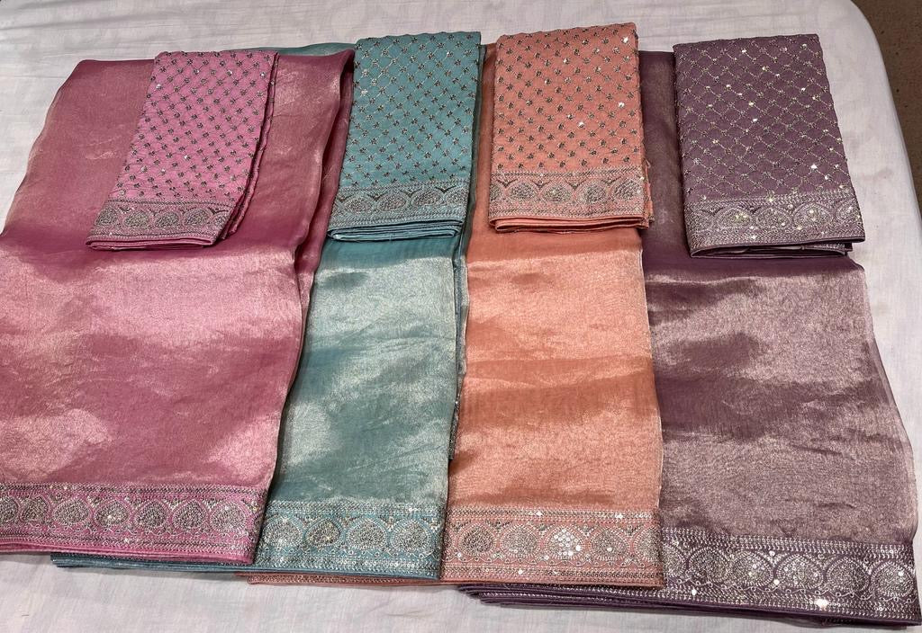 Jenila tissue Trendy Partywear Womem Sarees - Saffronfashionindia