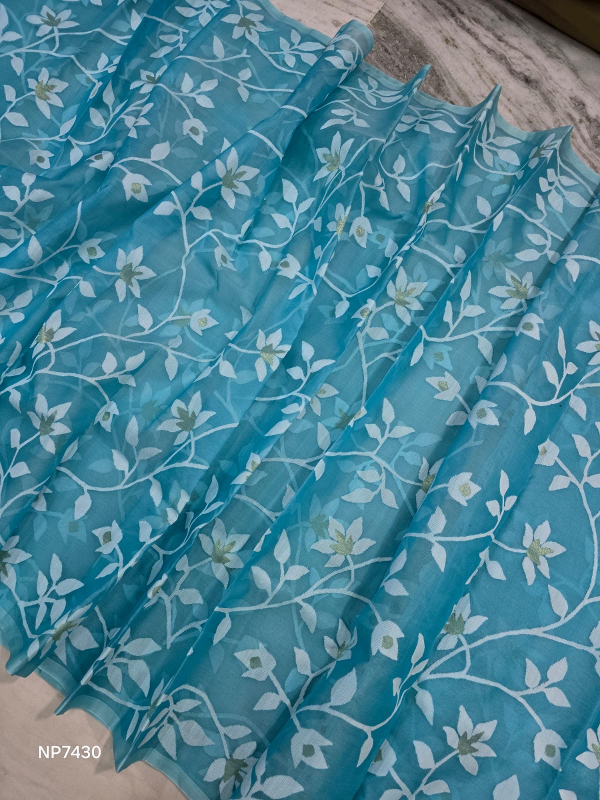 Firoza muslin jamdani saree Tantuj Bengal sarees - Saffronfashionindia