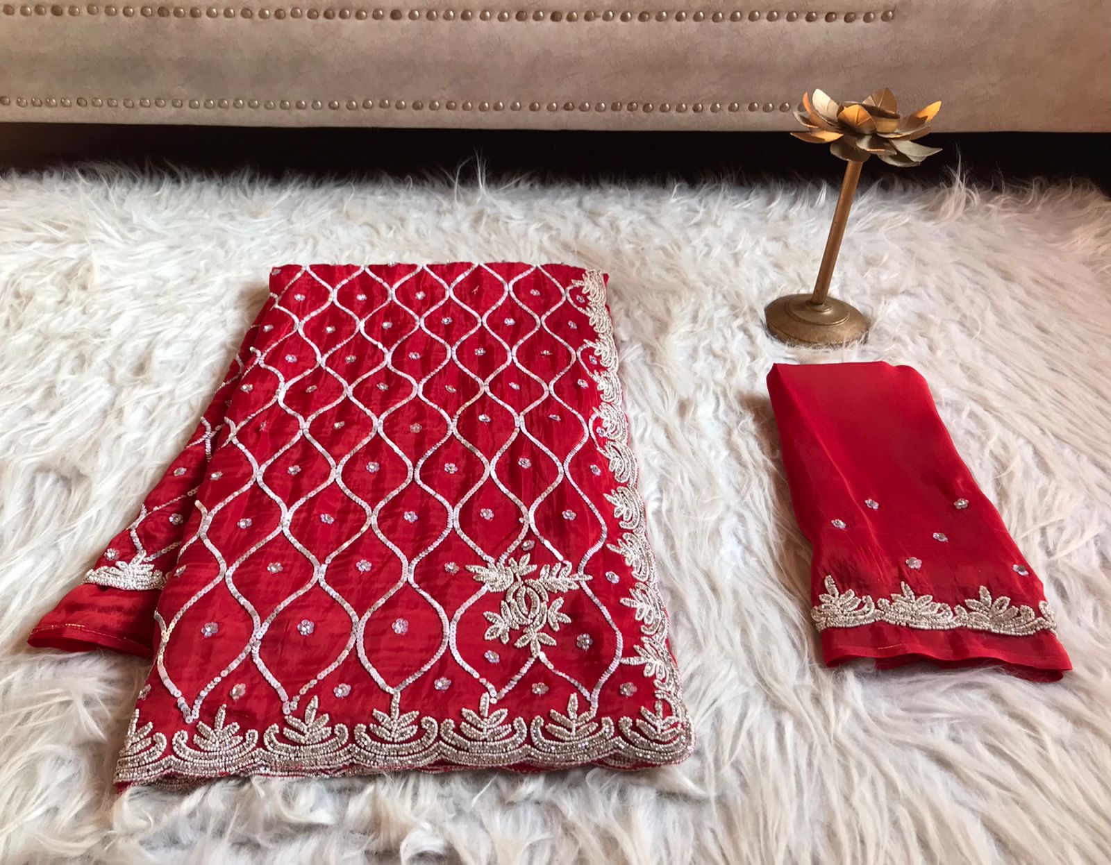 Silky soft pure organza Embroidered Saree - Saffronfashionindia