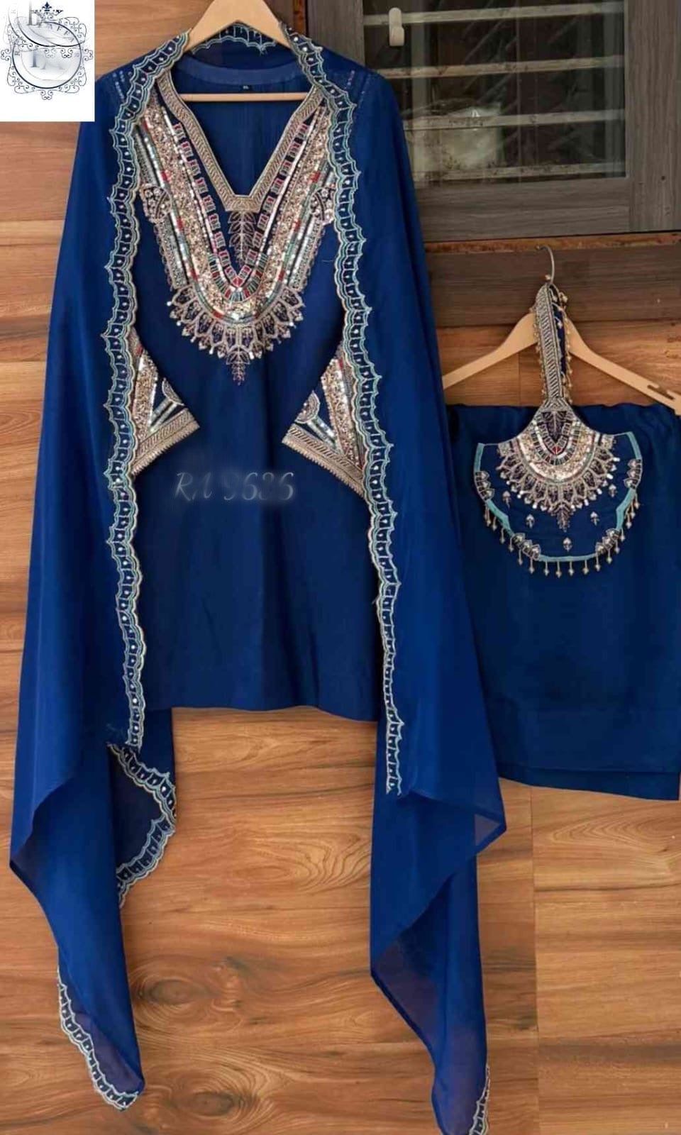 Embroidered Salwar Suit with Dupatta | Pakistani Style Designer Suit SaffronFashion