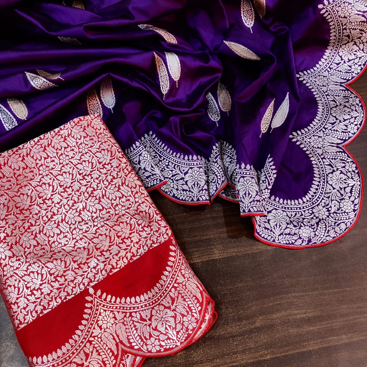 Purple Katan silk handwoven kadwa women saree Saffronfashion