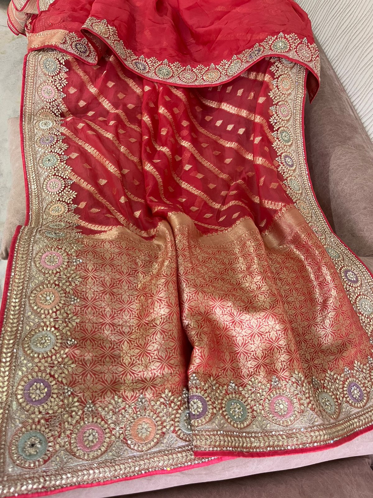 Gottapatti organza weaved saree reception saree - Saffronfashionindia