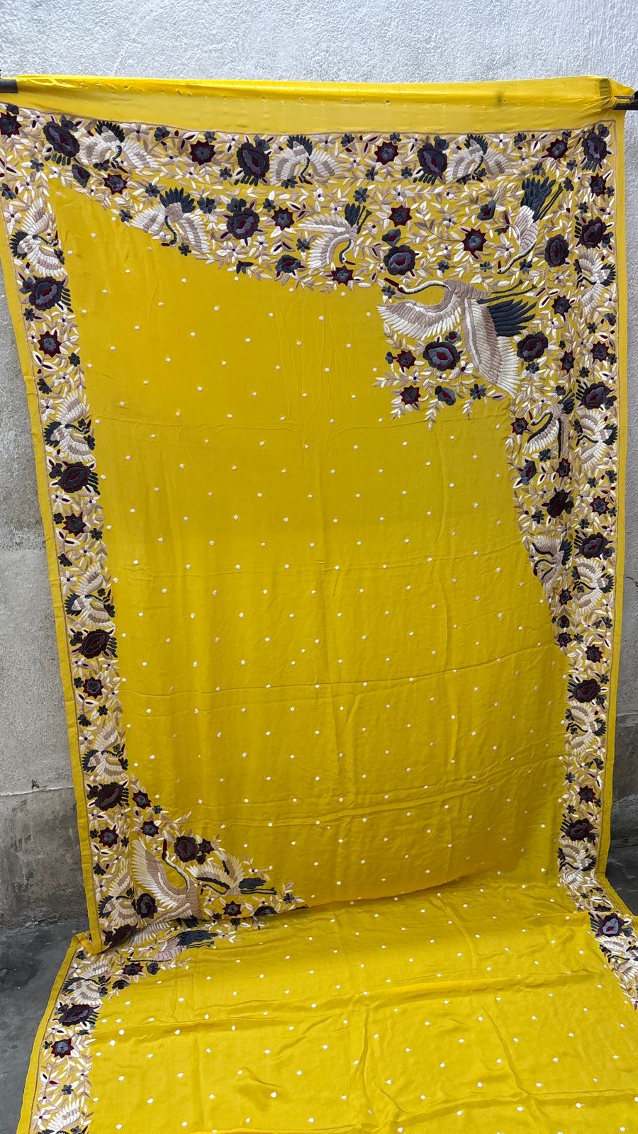 Yellow Parsi Gara saree Indian sarees traditional sari blouse set Saffronfashionindia