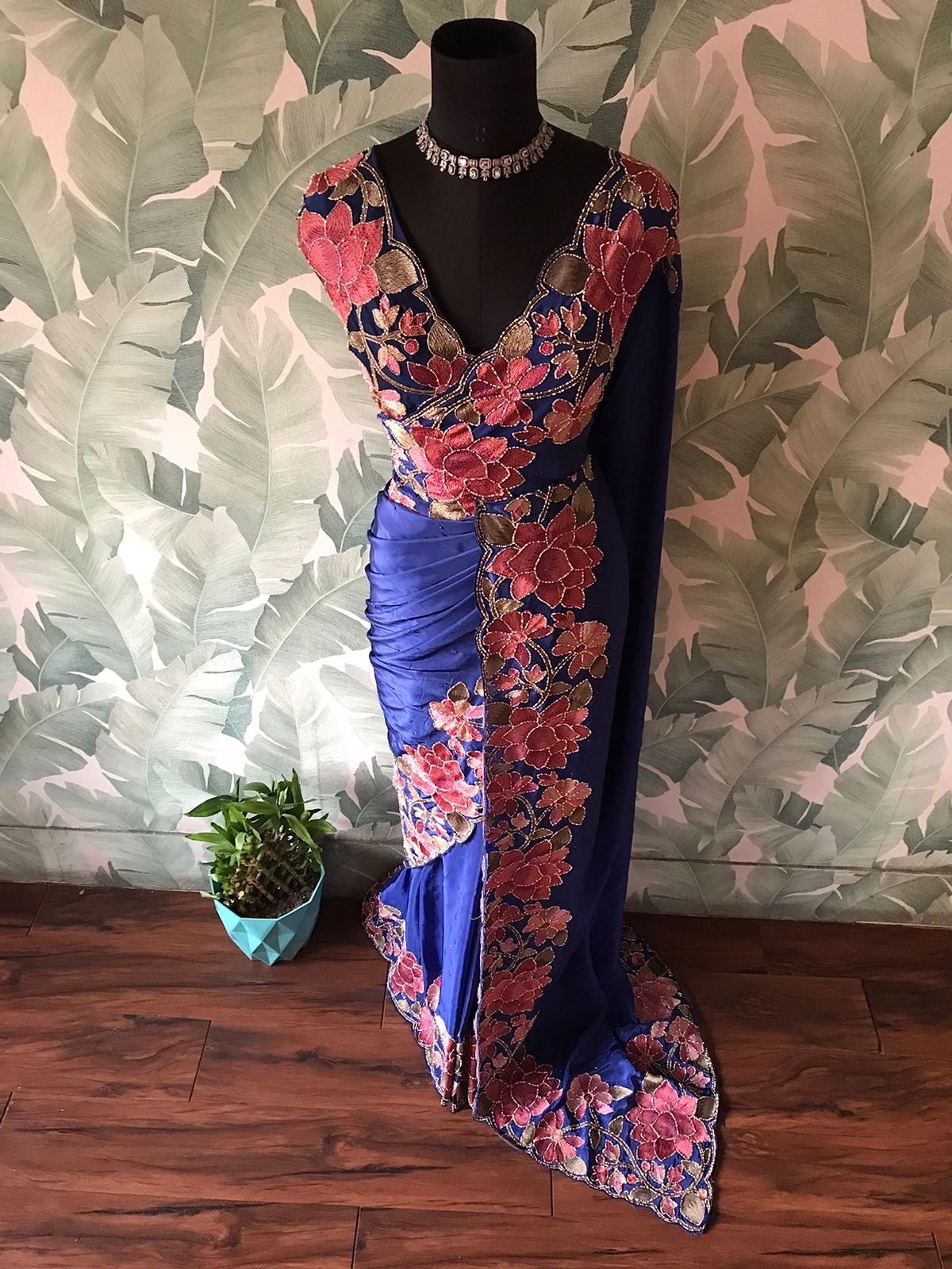 Premium floral saree organza saree beautiful sari blouse SaffronFashion
