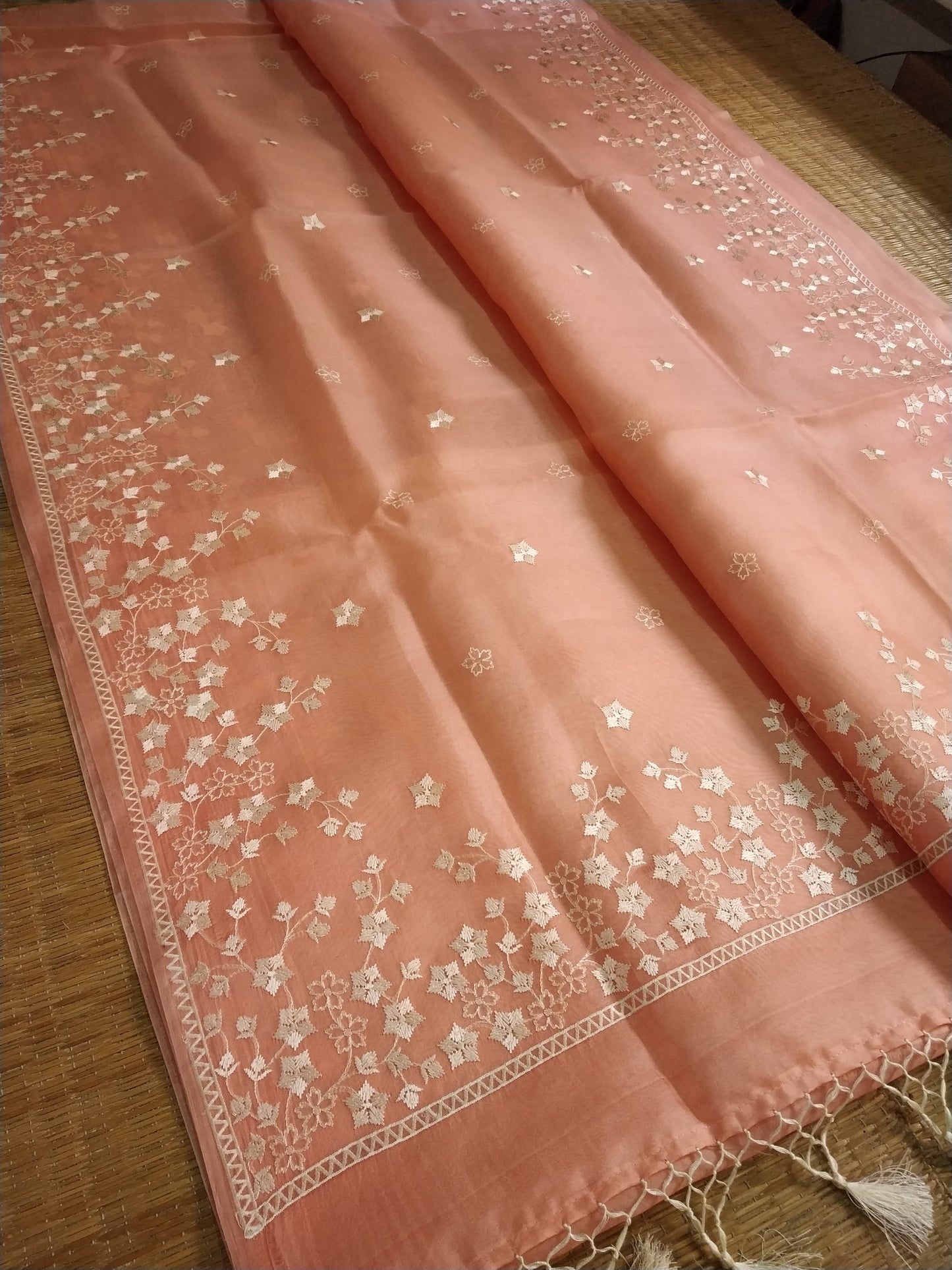 Star Inspired Organza Silk Saree Embroidery Indian saree - Saffronfashionindia