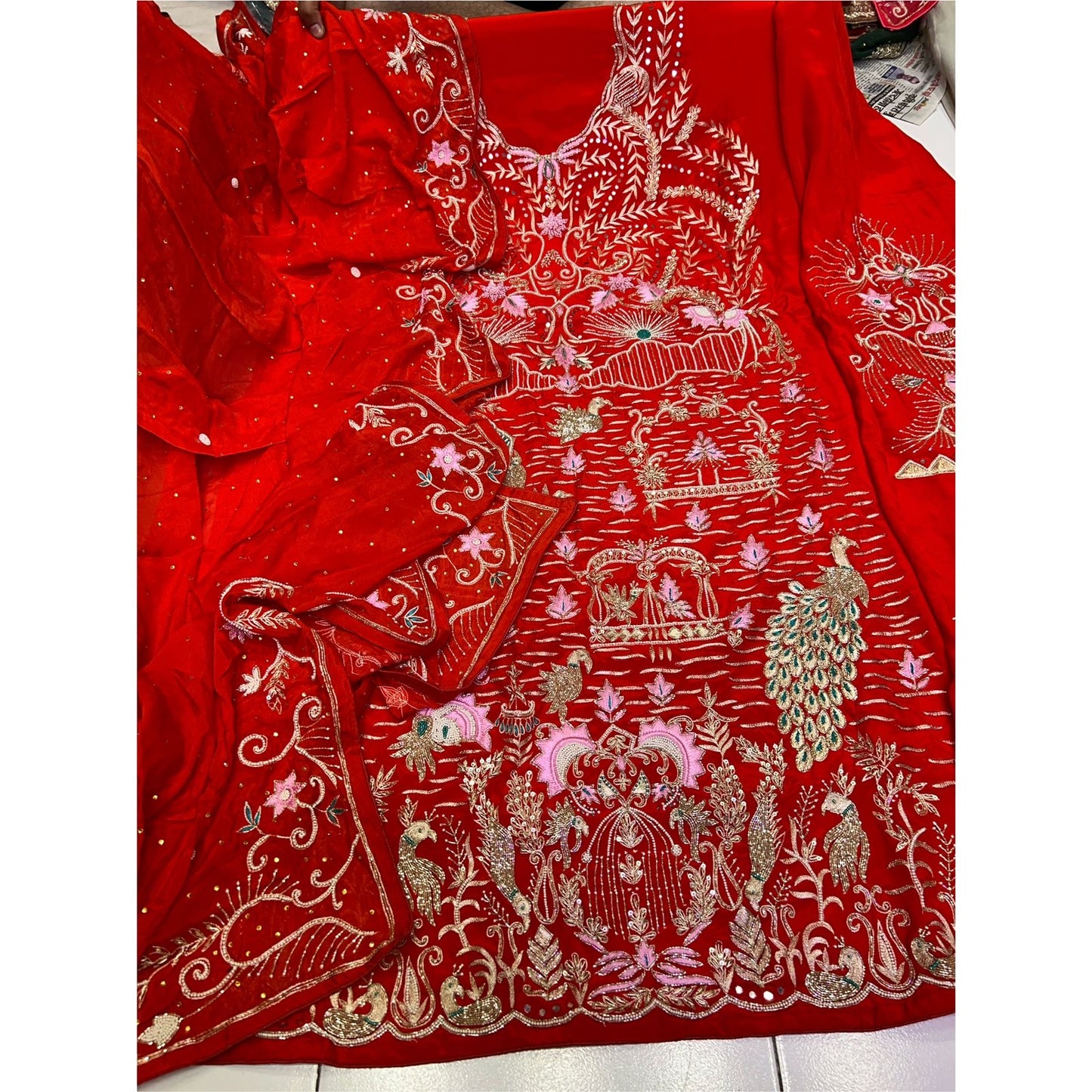 Bridal red punjabi salwar kameez Pakistani suit - Saffronfashionindia