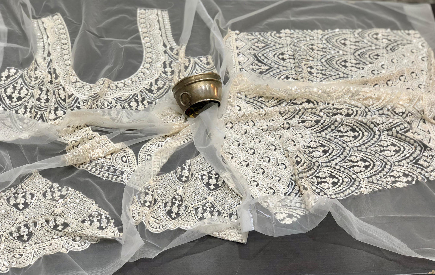 Royal white saree designer saree Indian wedding sarees blouse SaffronFashion