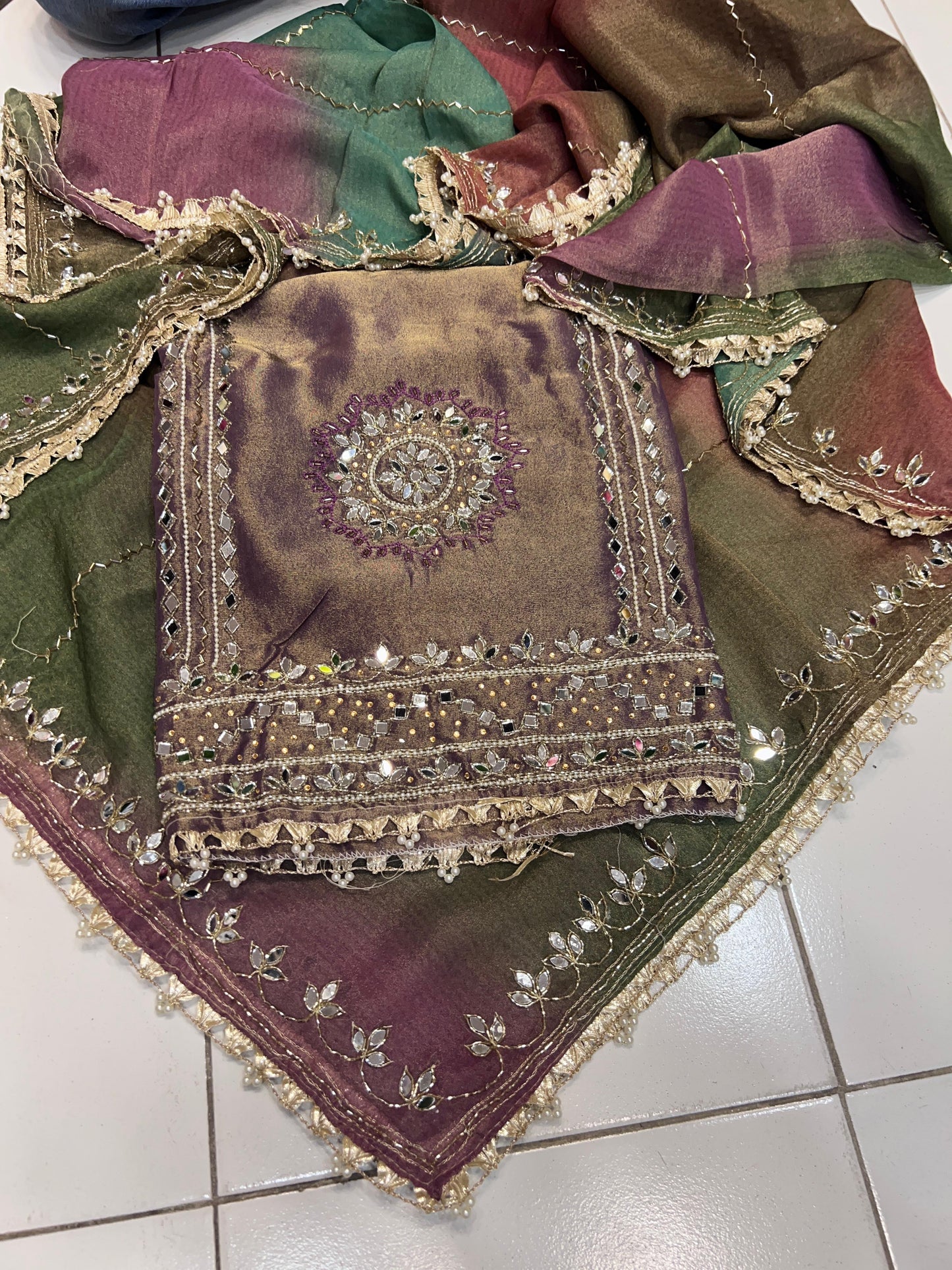 Shimmer Organza Salwar suit Punjabi suit - Saffronfashionindia