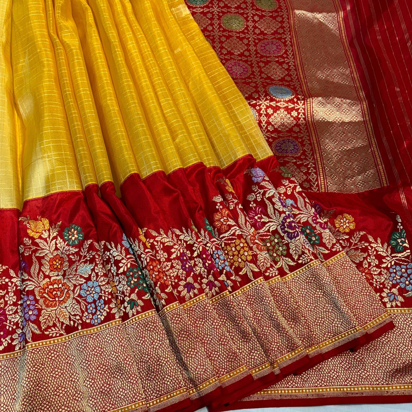 Yellow exclusive saree handcrafted saree blouse SaffronFashion