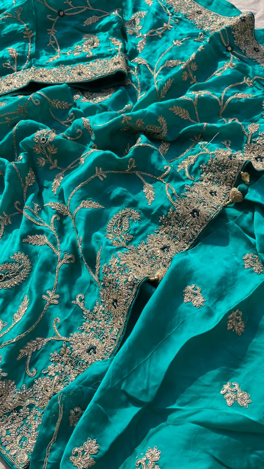 Bridal inspired Gajji Silk Saree Embroidered Sarees - Saffronfashionindia
