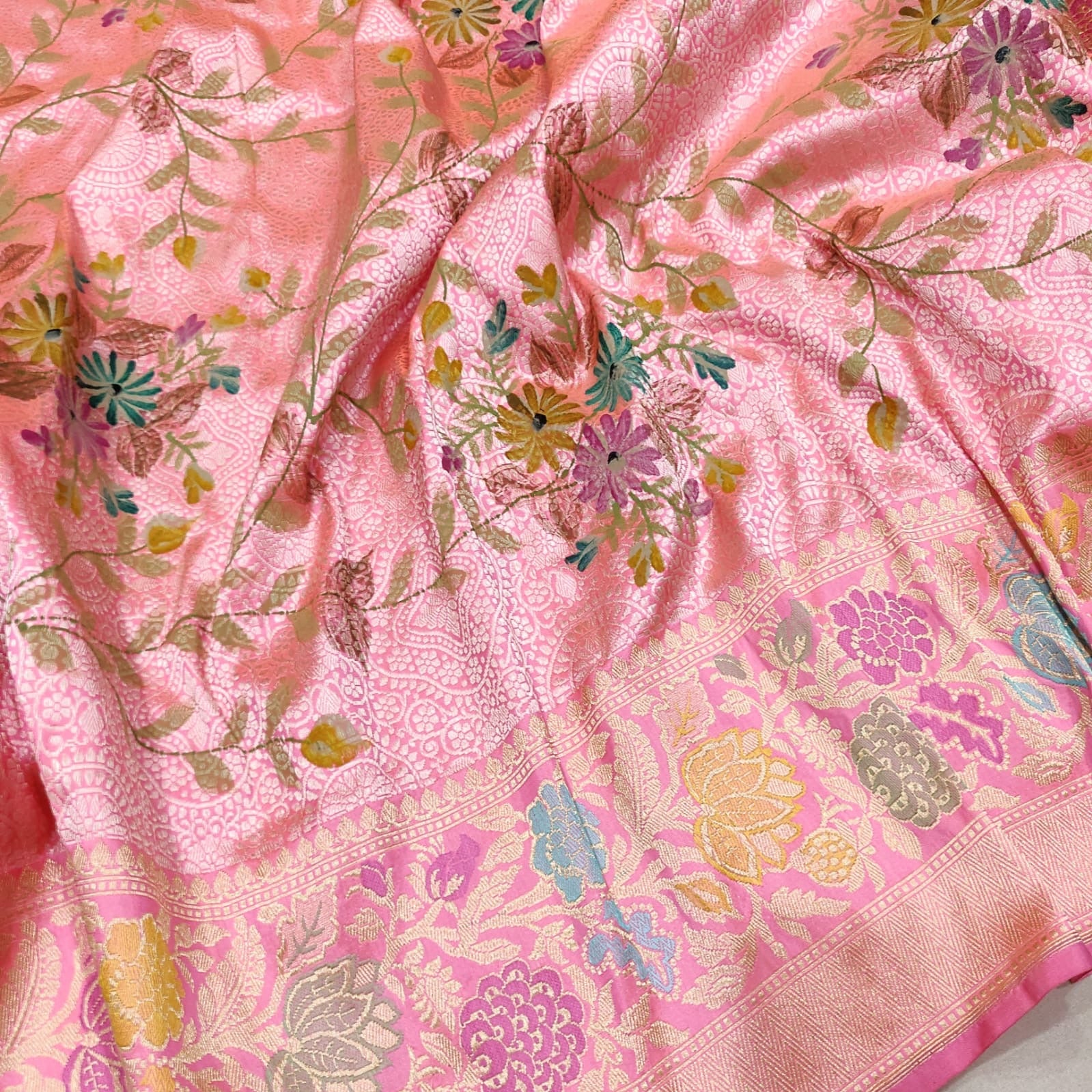 Pink Katan handwoven silk saree beautiful sarees - Saffronfashionindia