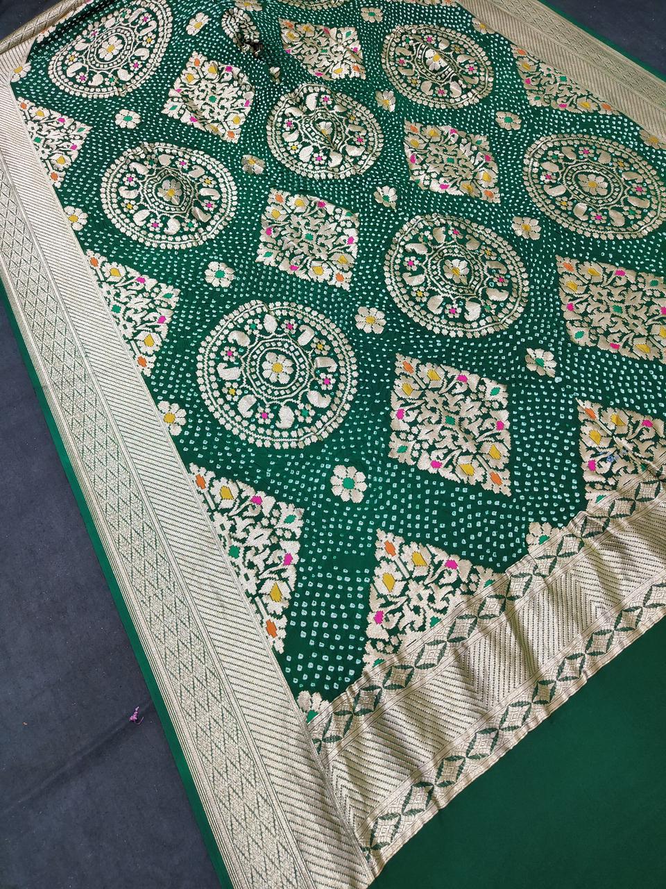 Saloni banarsi meenakari dupatta Bandhani dupatta - Saffronfashionindia