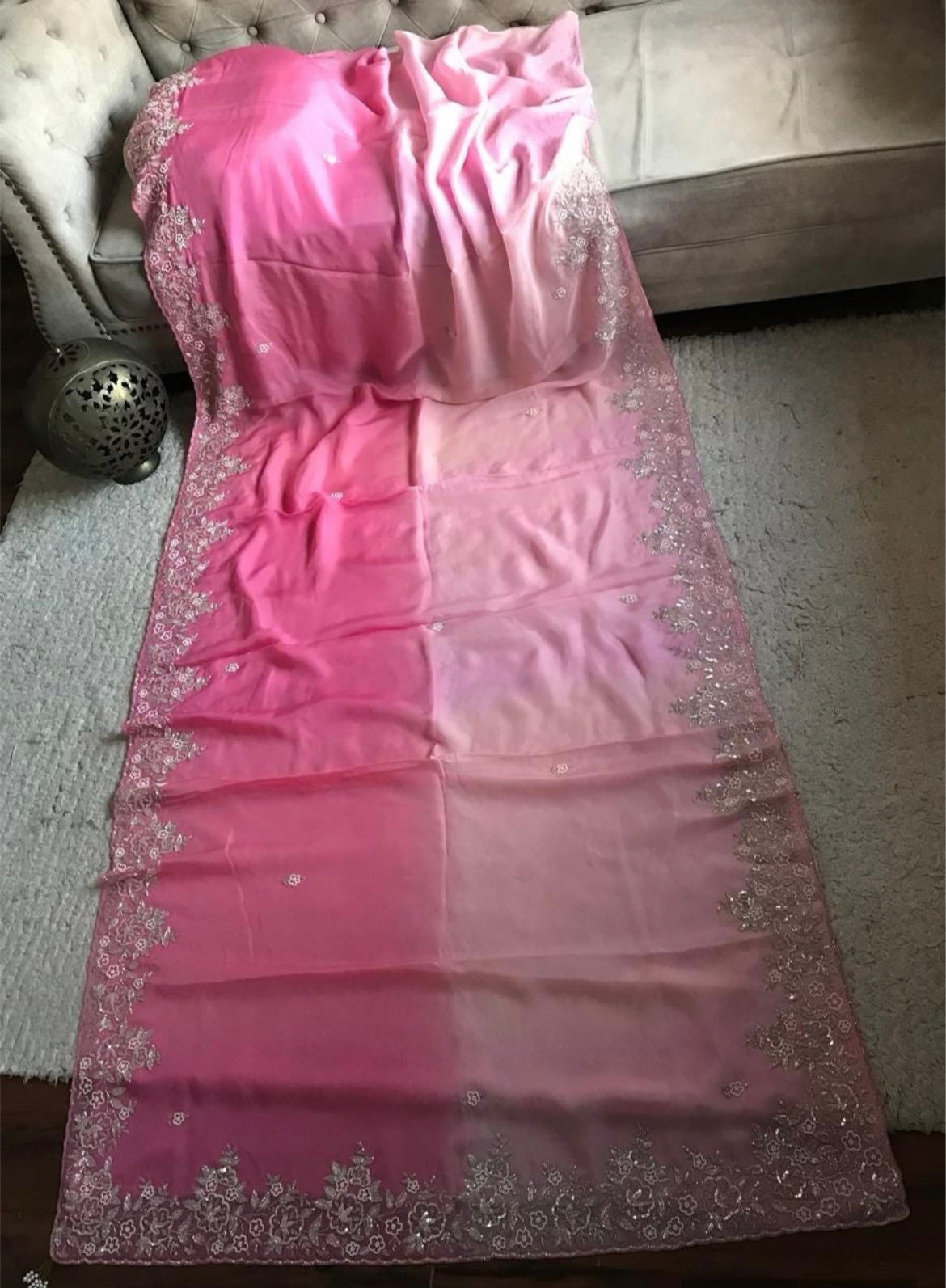 Pink premium shaded saree luxury sarees blouse Saffronfashionindia