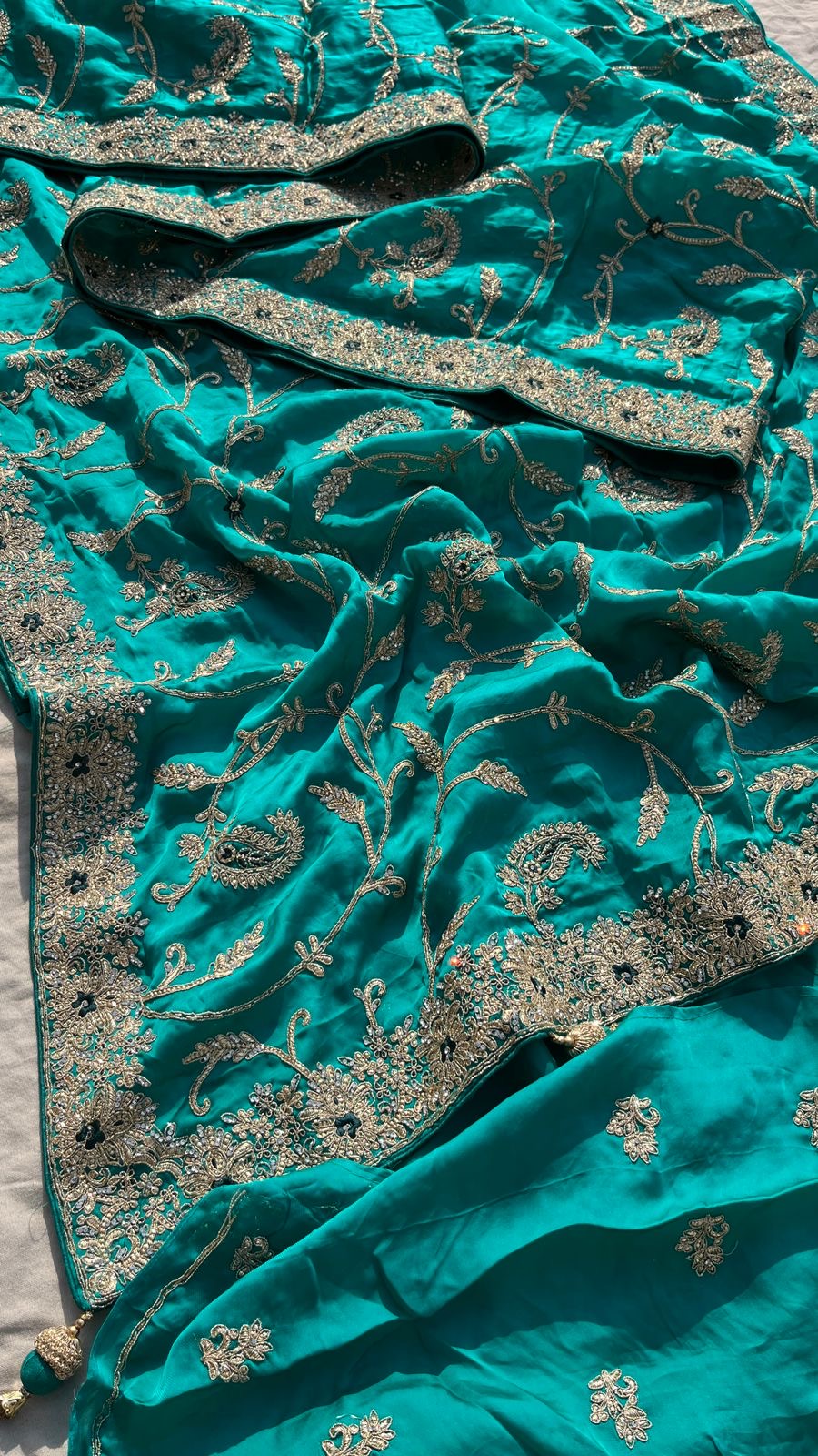 Bridal inspired Gajji Silk Saree Embroidered Sarees - Saffronfashionindia