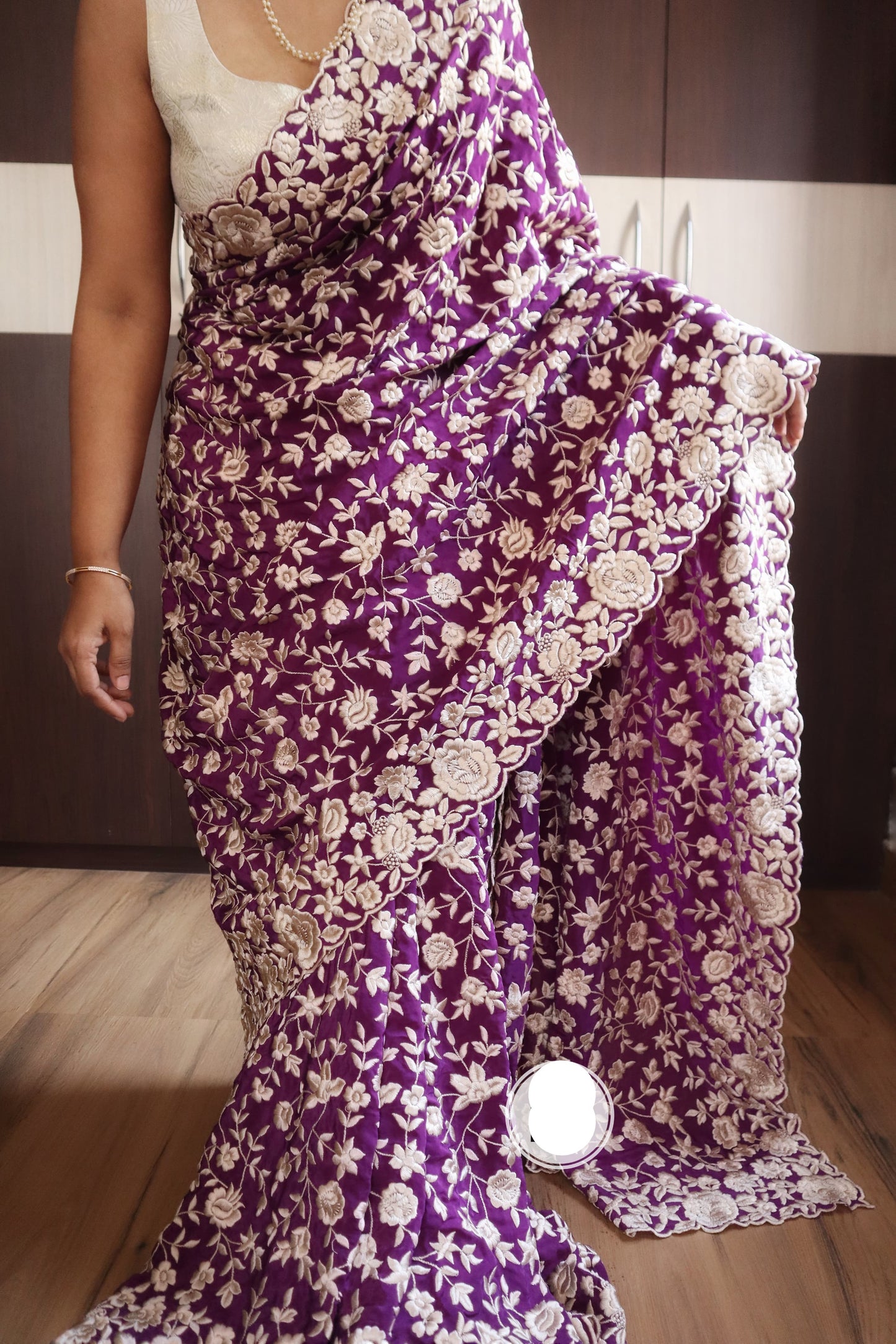 Luvisha Parsi inspired saree crepe beautiful sarees - Saffronfashionindia