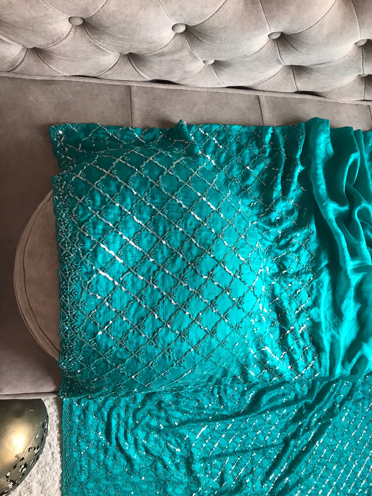 Turquoise Inspired Luxury Premium Saree - Saffronfashionindia