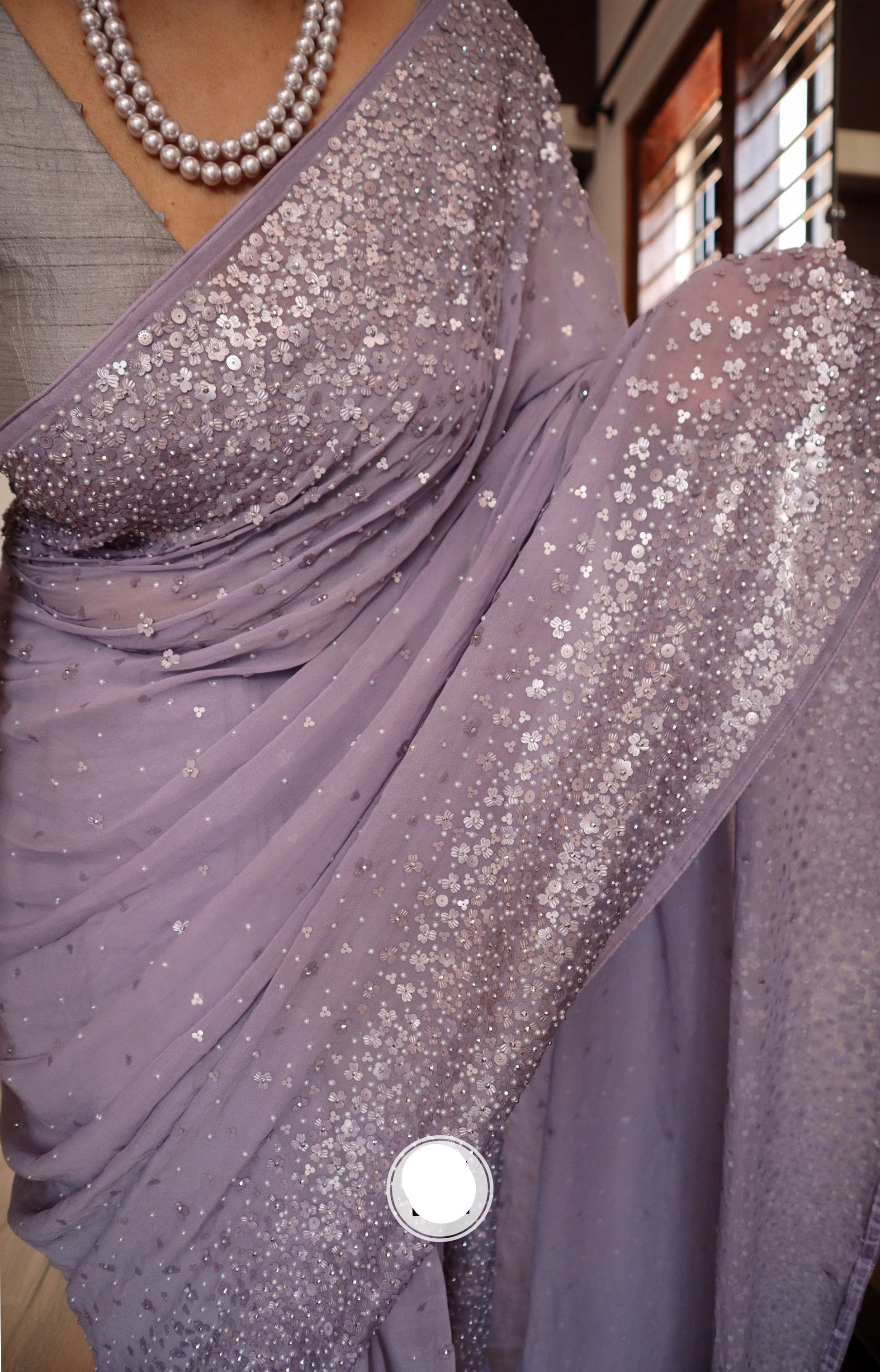 Luxury chiffon Gorgette saree beautiful saree aeros ki inspired saree blouse SaffronFashion