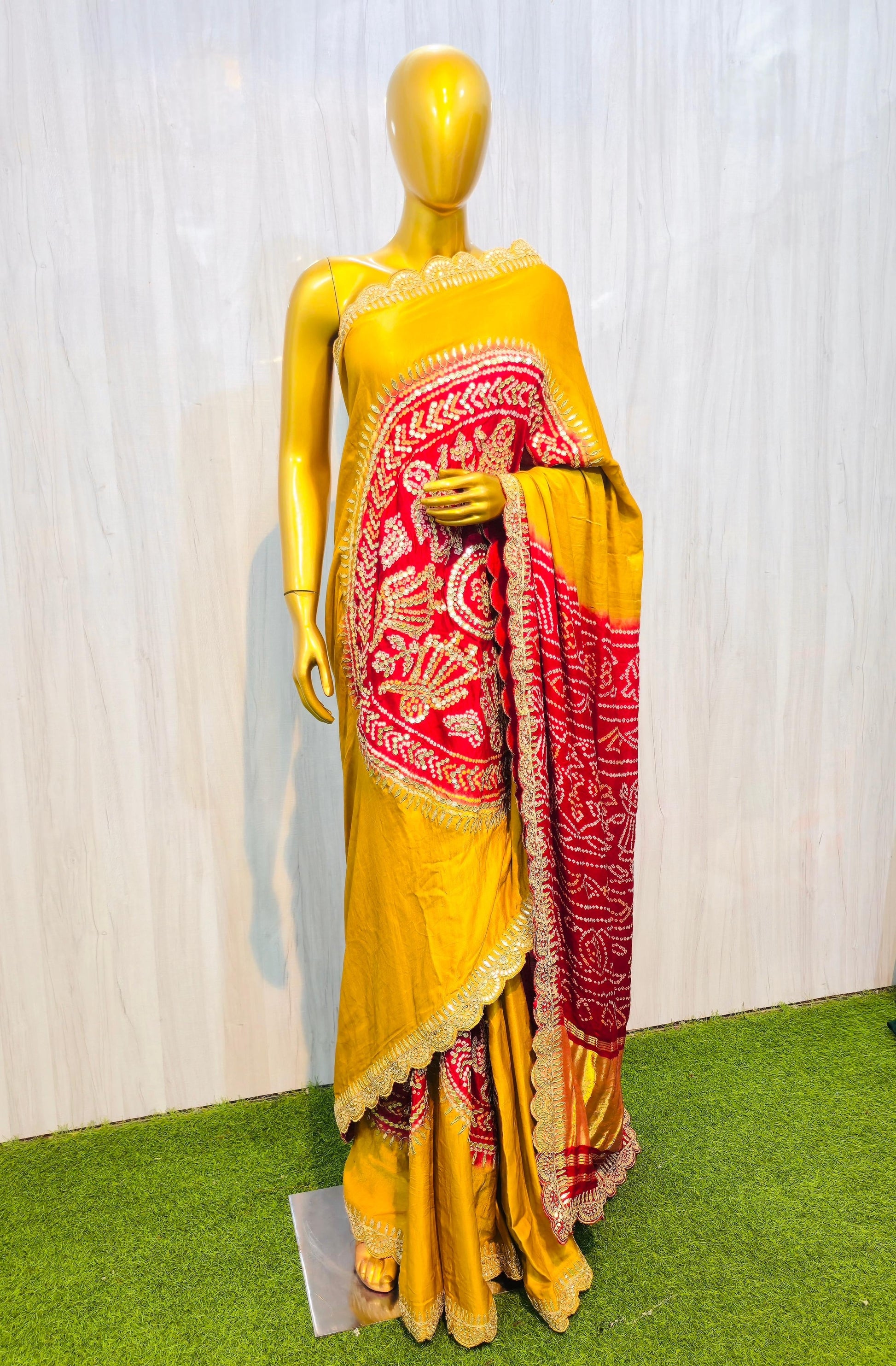 Ramani gajji silk saree Bandhani saree luxury sari Saffronfashionindia