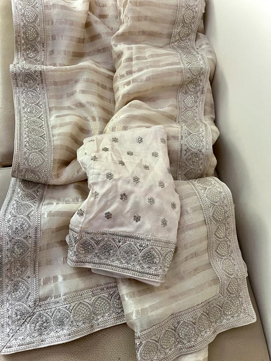 Nazina Chanderi silk Indian elegant sarees - Saffronfashionindia