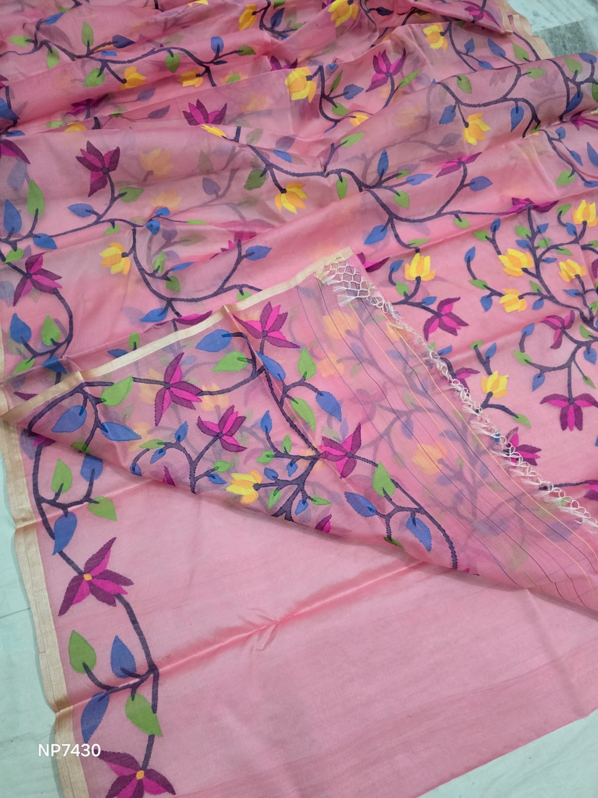 Muslin Handwoven Jamdani saree Indian sarees premium sari - Saffronfashionindia