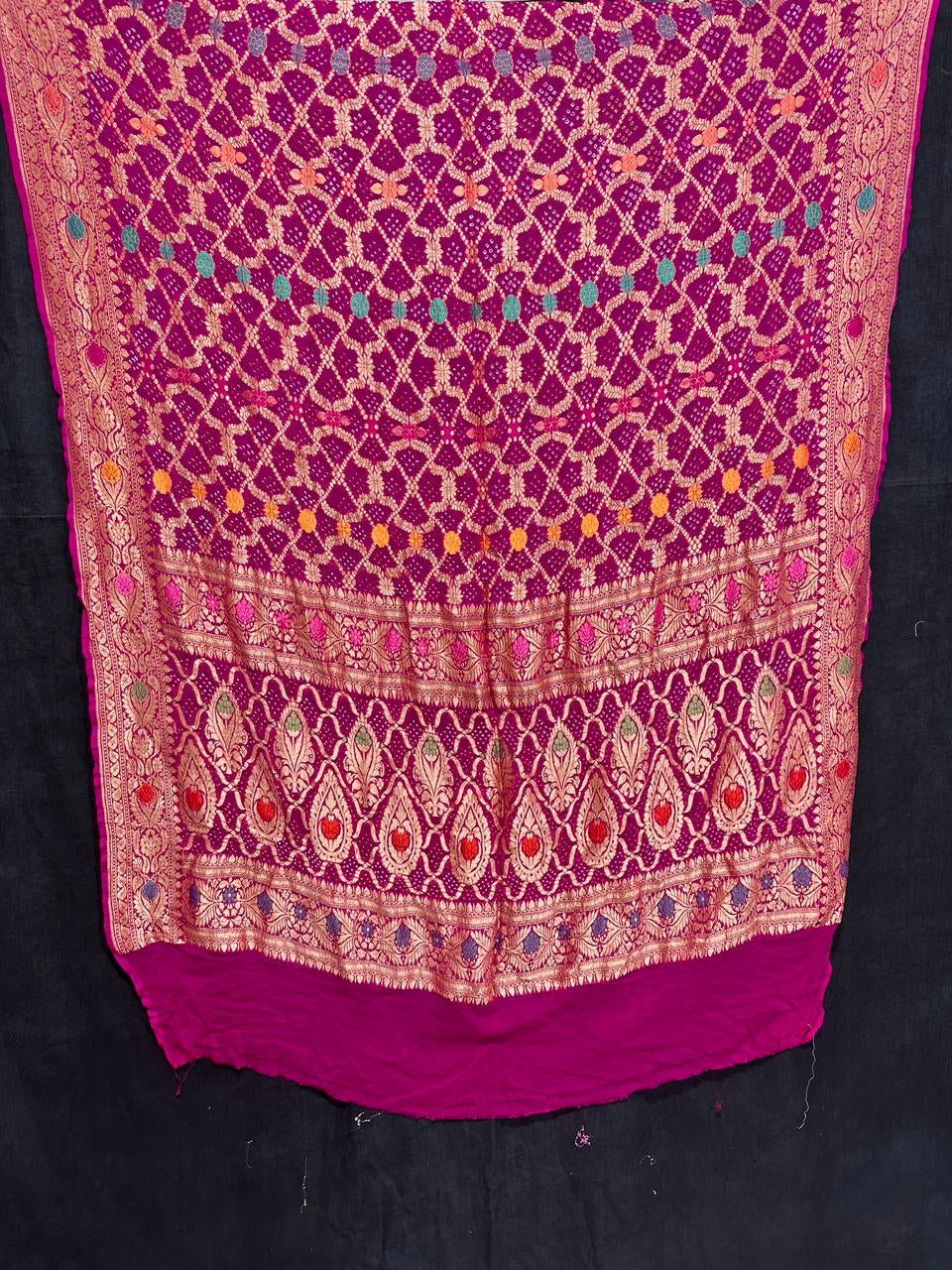 Rani Banarsi bandhej dupatta - Saffronfashionindia