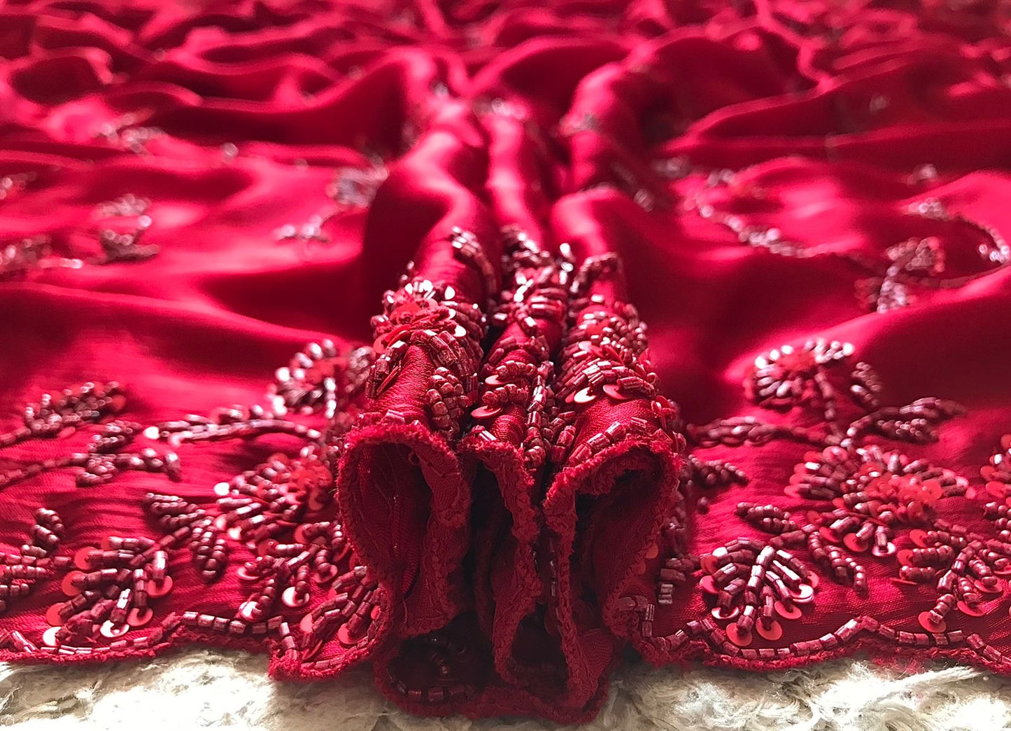 Red Marron luxuer premium silk saree Saffronfashionindia