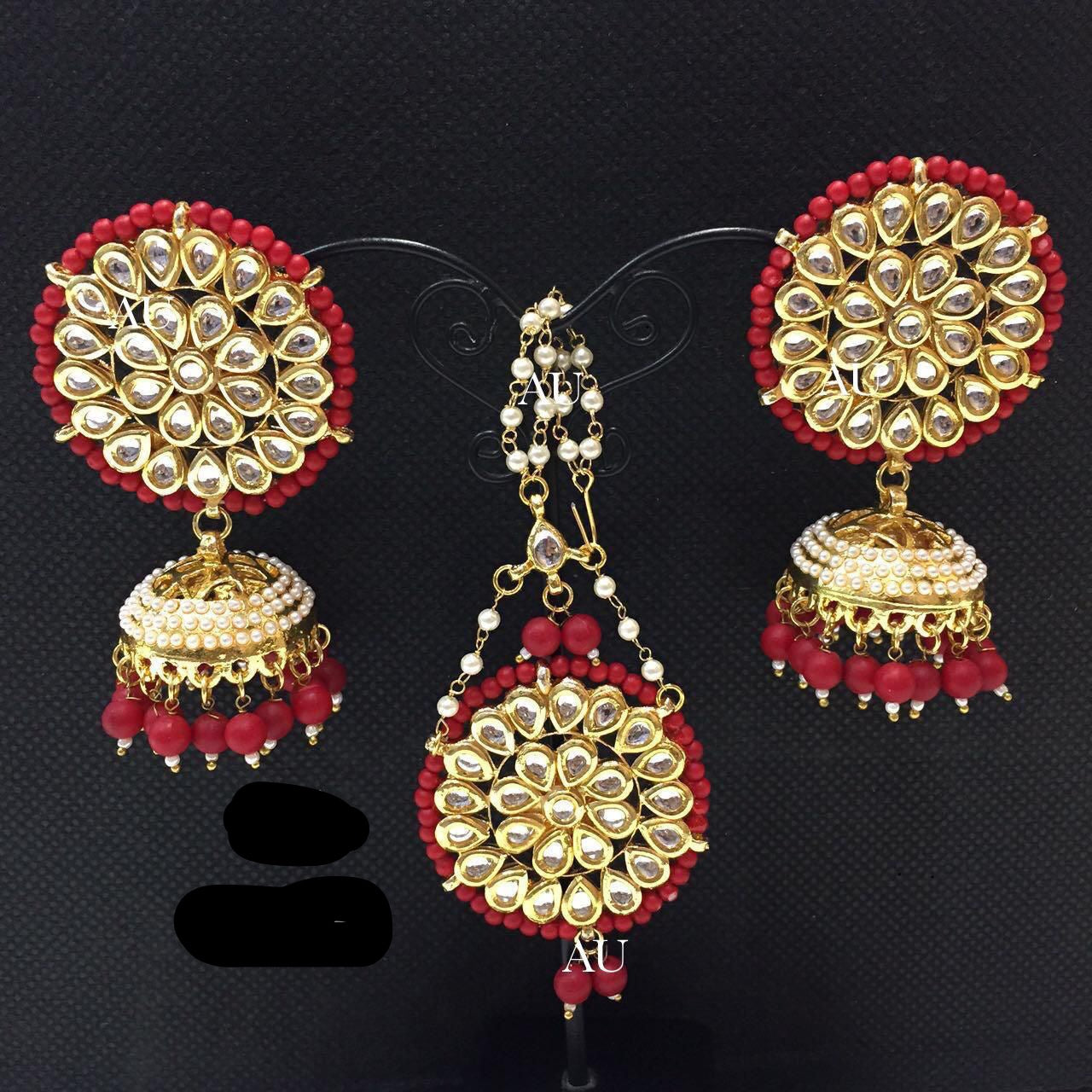 Handmade tikka set Kundan tikka Indian jewellery SaffronFashion