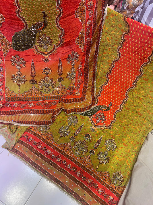 Peacock inspired crepe Punjabi Salwar suit Punjabi Salwar kameez SaffronFashion